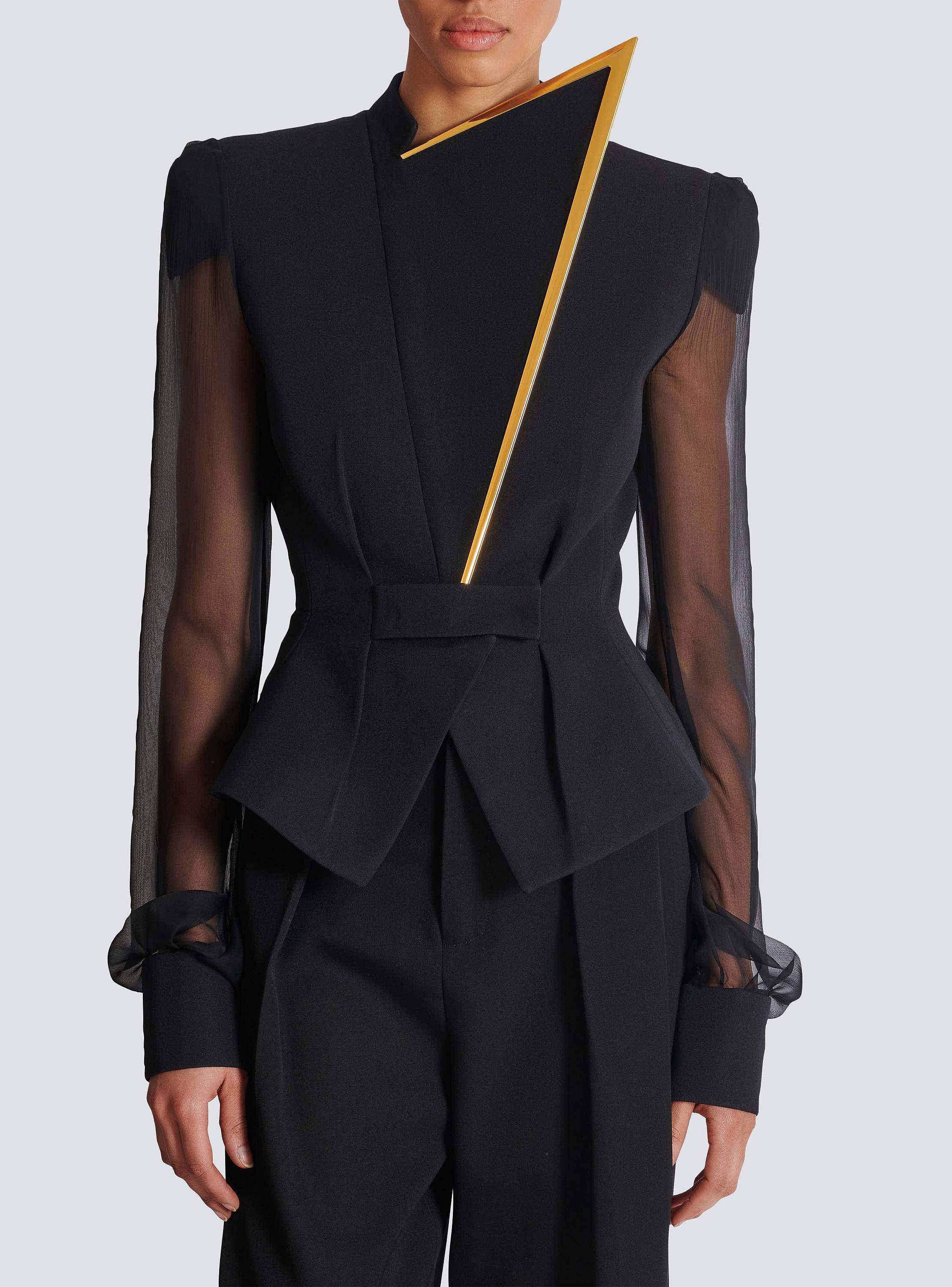 Grain de poudre and chiffon jacket