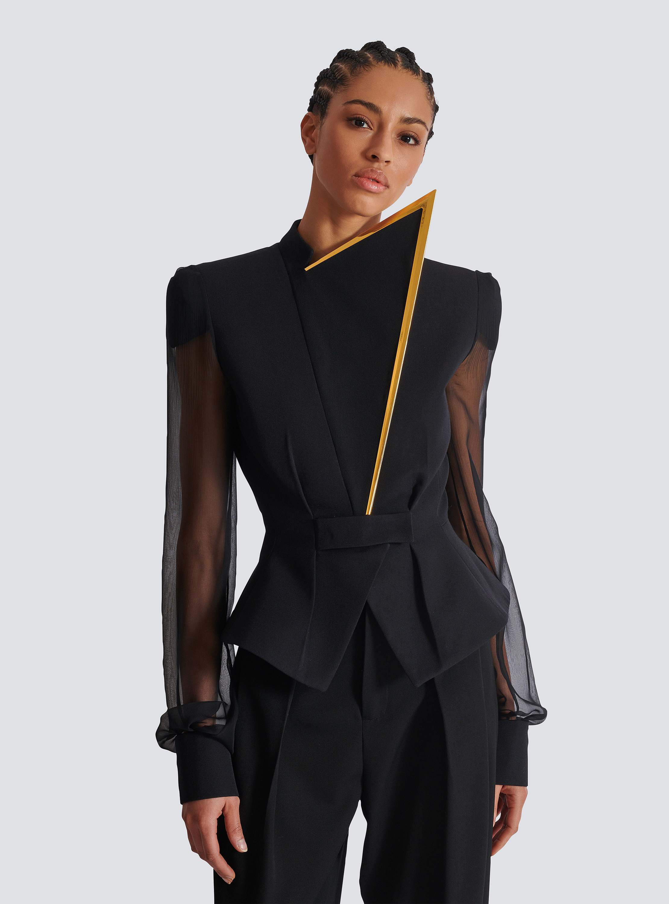 Grain de poudre and chiffon jacket