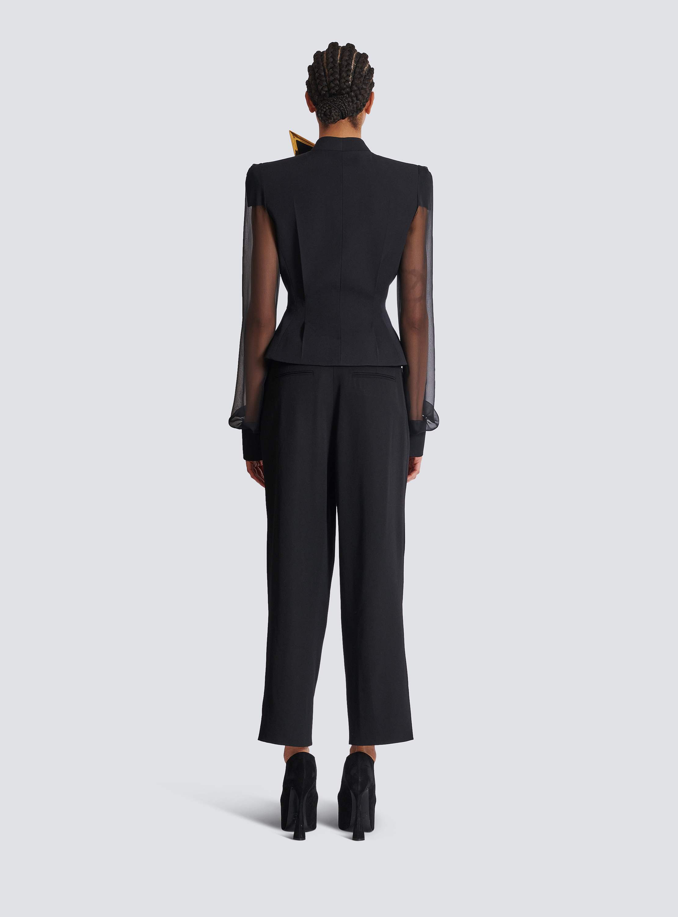 Grain de poudre and chiffon jacket