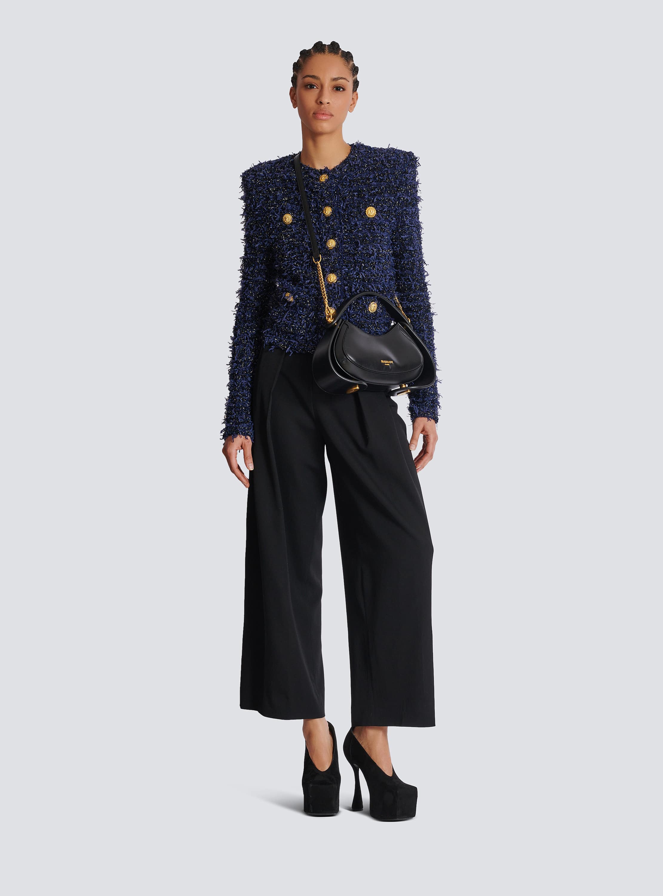 ジャケット BALMAIN FW24 Vichy tweed short jacket (DF0SK248KH66 EAB) Balmain Vichy Tweed Short Jacket | italist