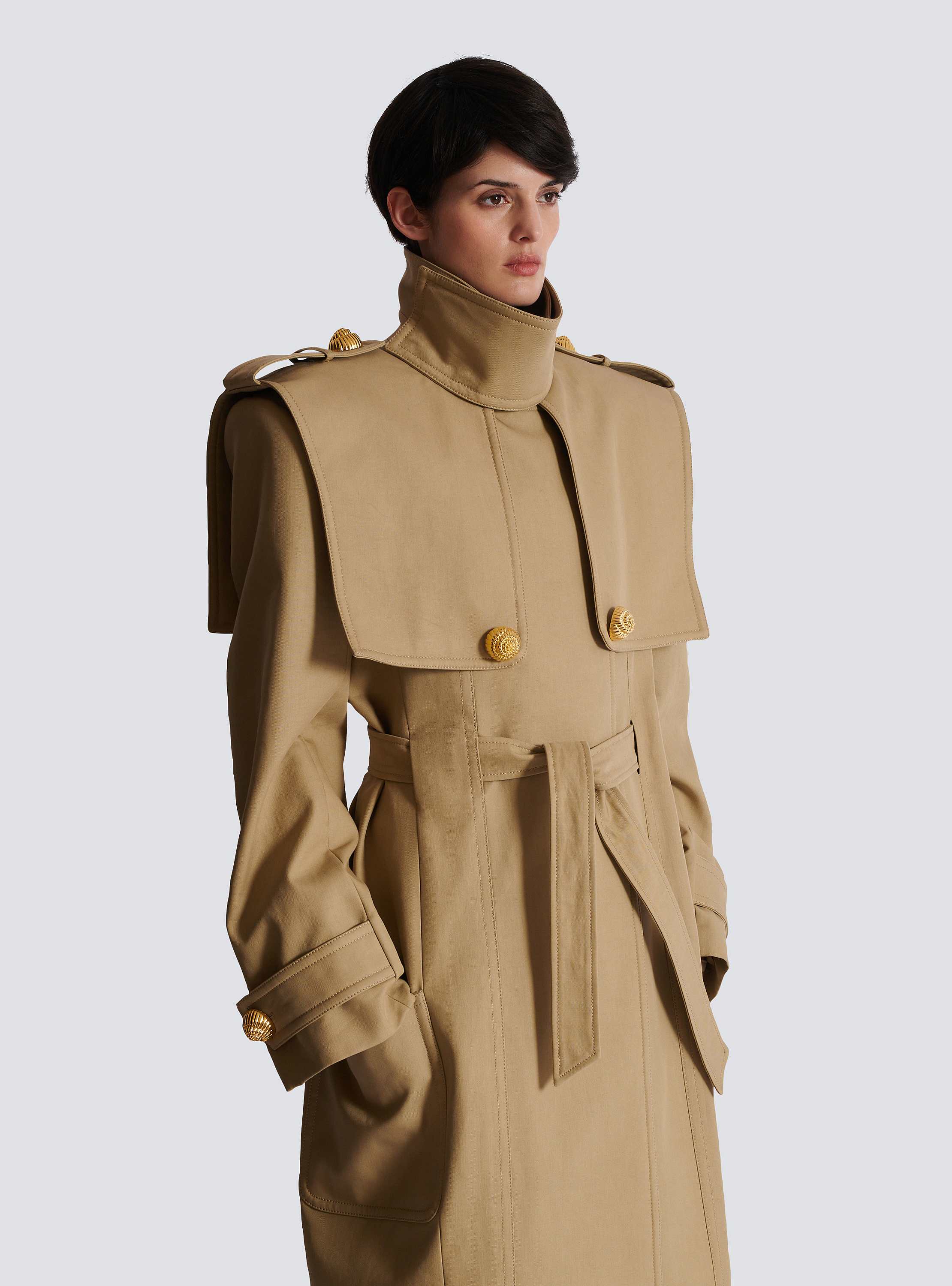 撥水コットン ベルト付きトレンチコート - Women | BALMAIN