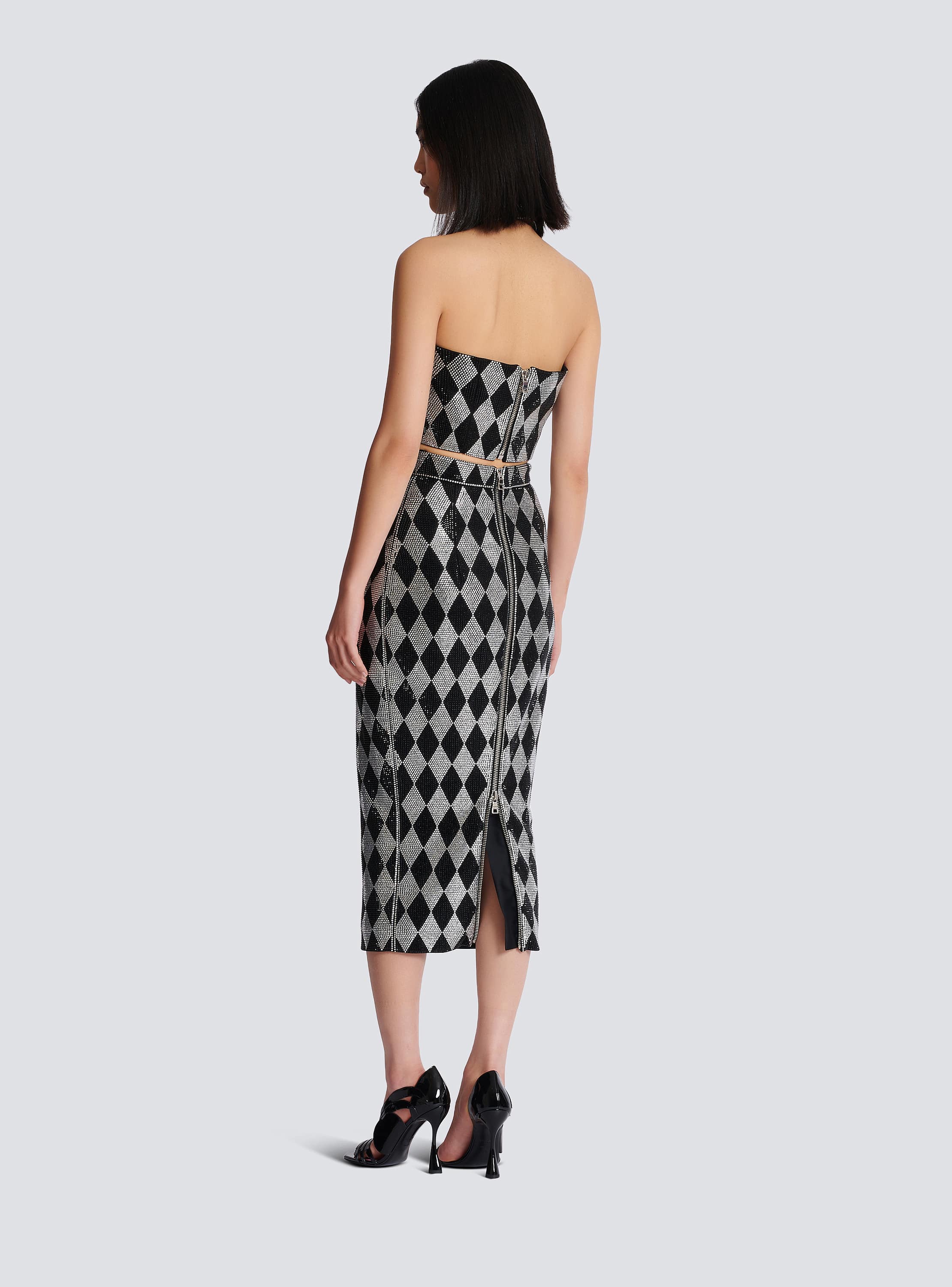 Diamond rhinestone halterneck top black - Women | BALMAIN