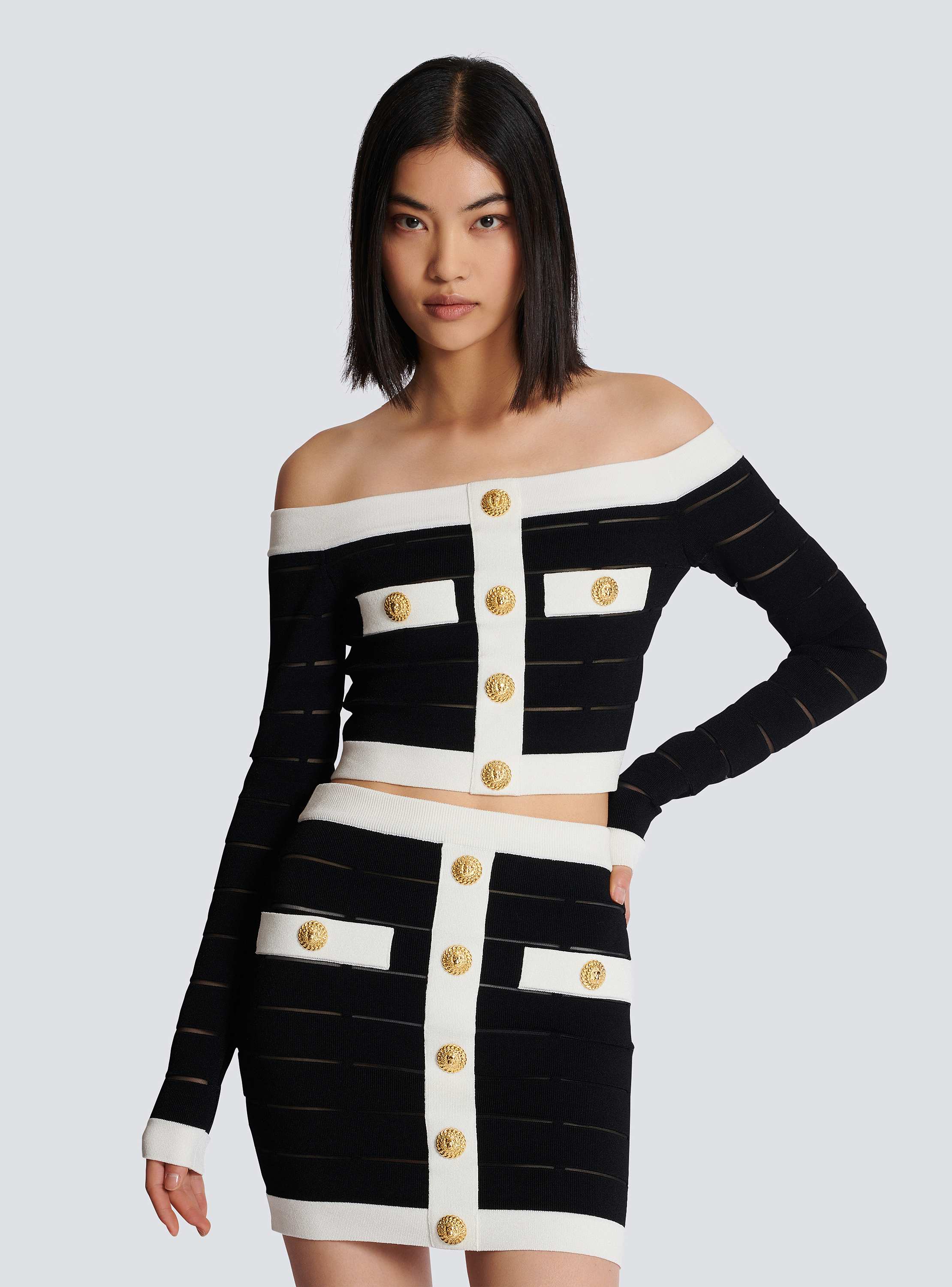 Off-the-shoulder knit top - Women | BALMAIN