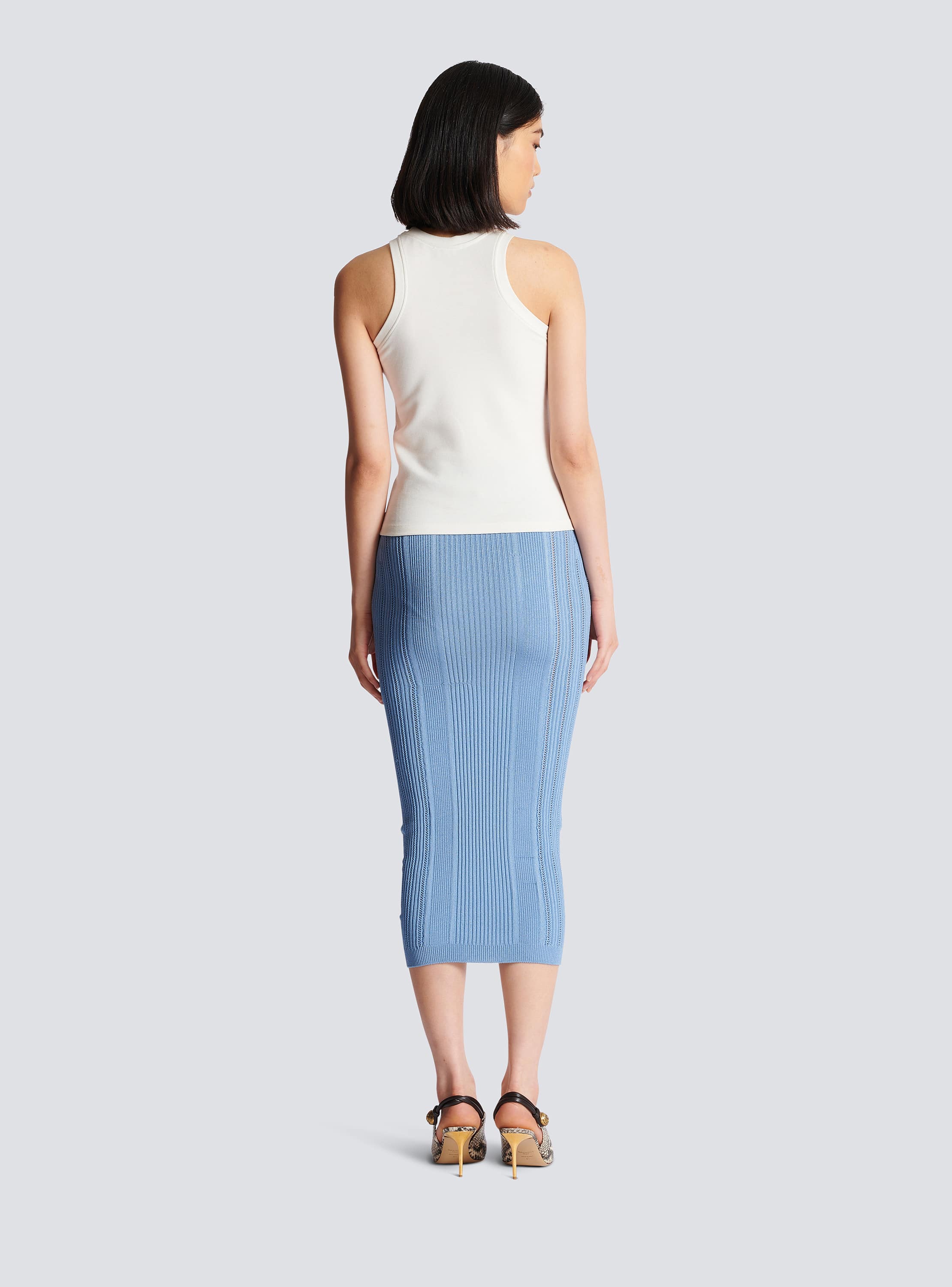 Tank top with Retro PB embroidery white - Women | BALMAIN Tank top with Retro PB embroidery white - Women | BALMAIN