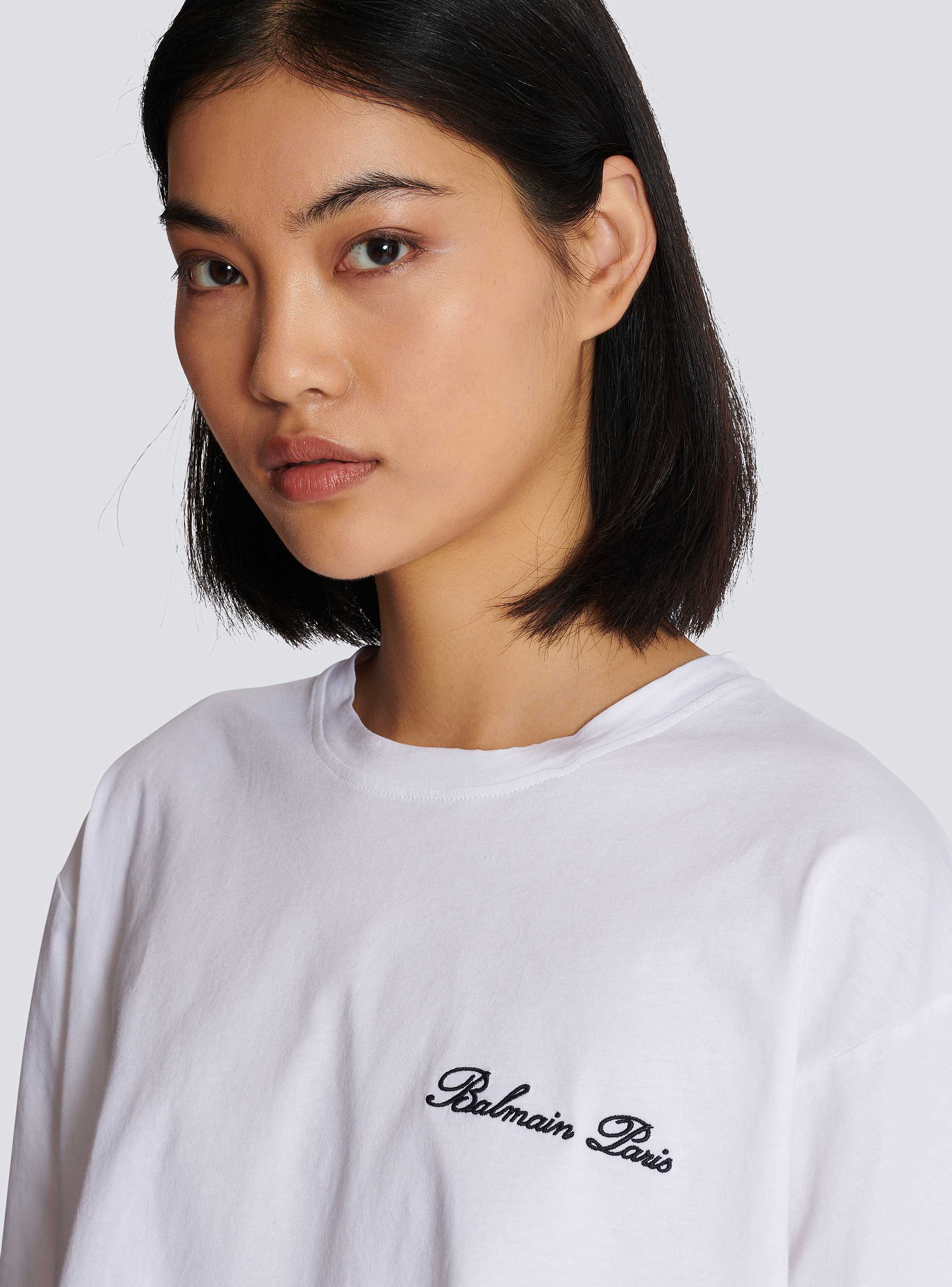 T-shirt with Balmain Signature embroidery white - Women