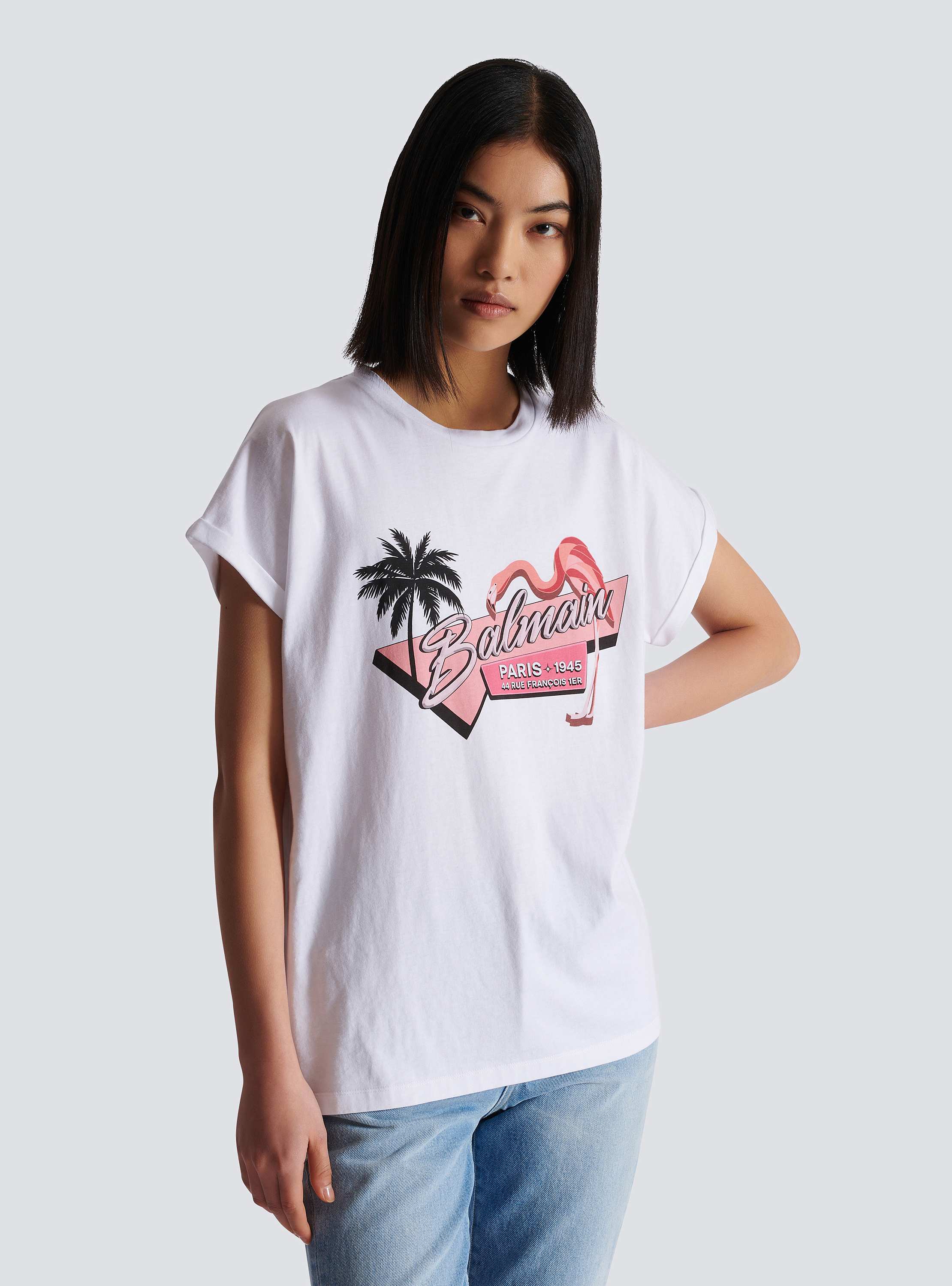 Balmain Flamingo T-shirt white - Women | BALMAIN