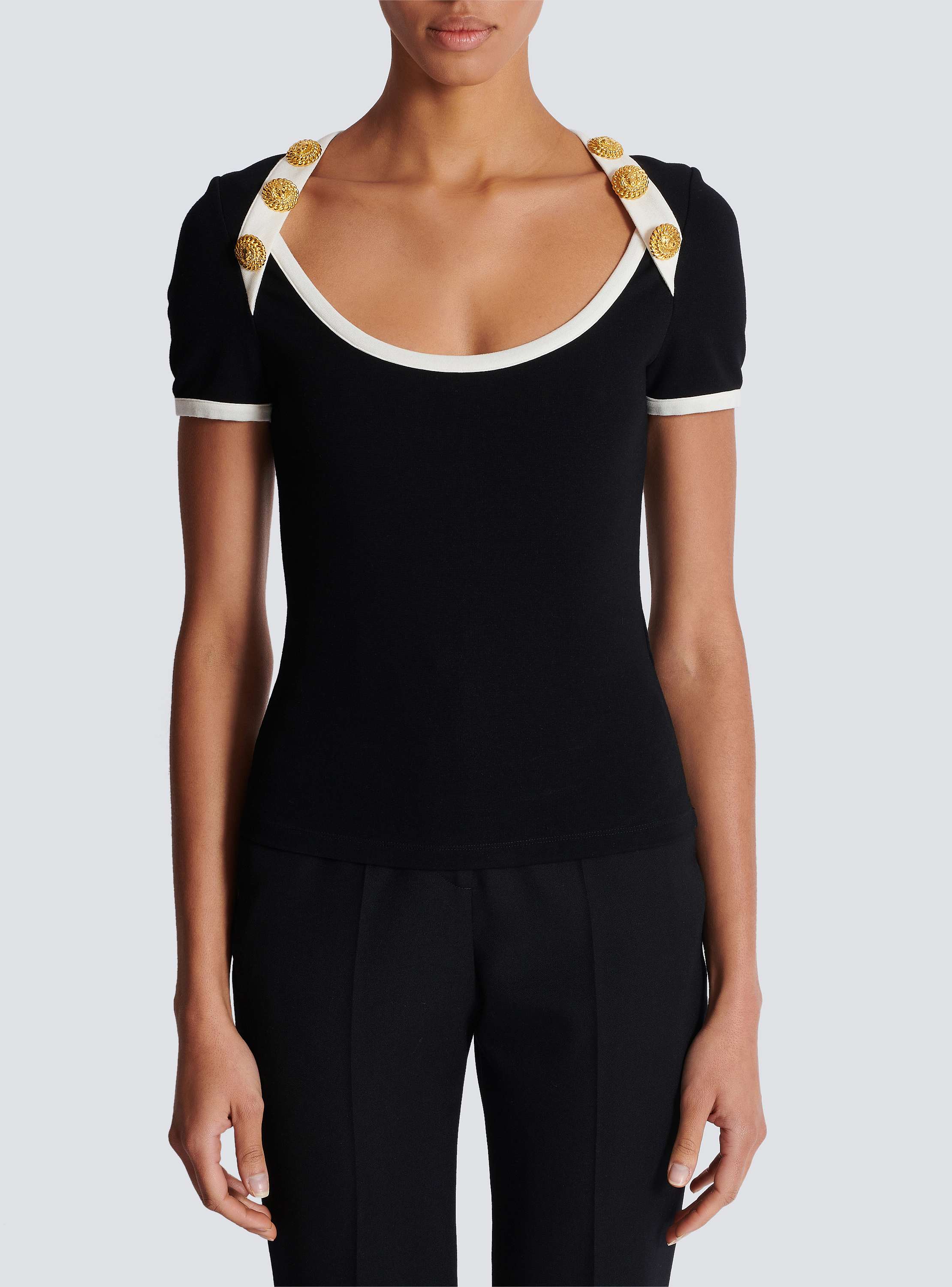 T-shirt with Balmain Paris print black - Women | BALMAIN