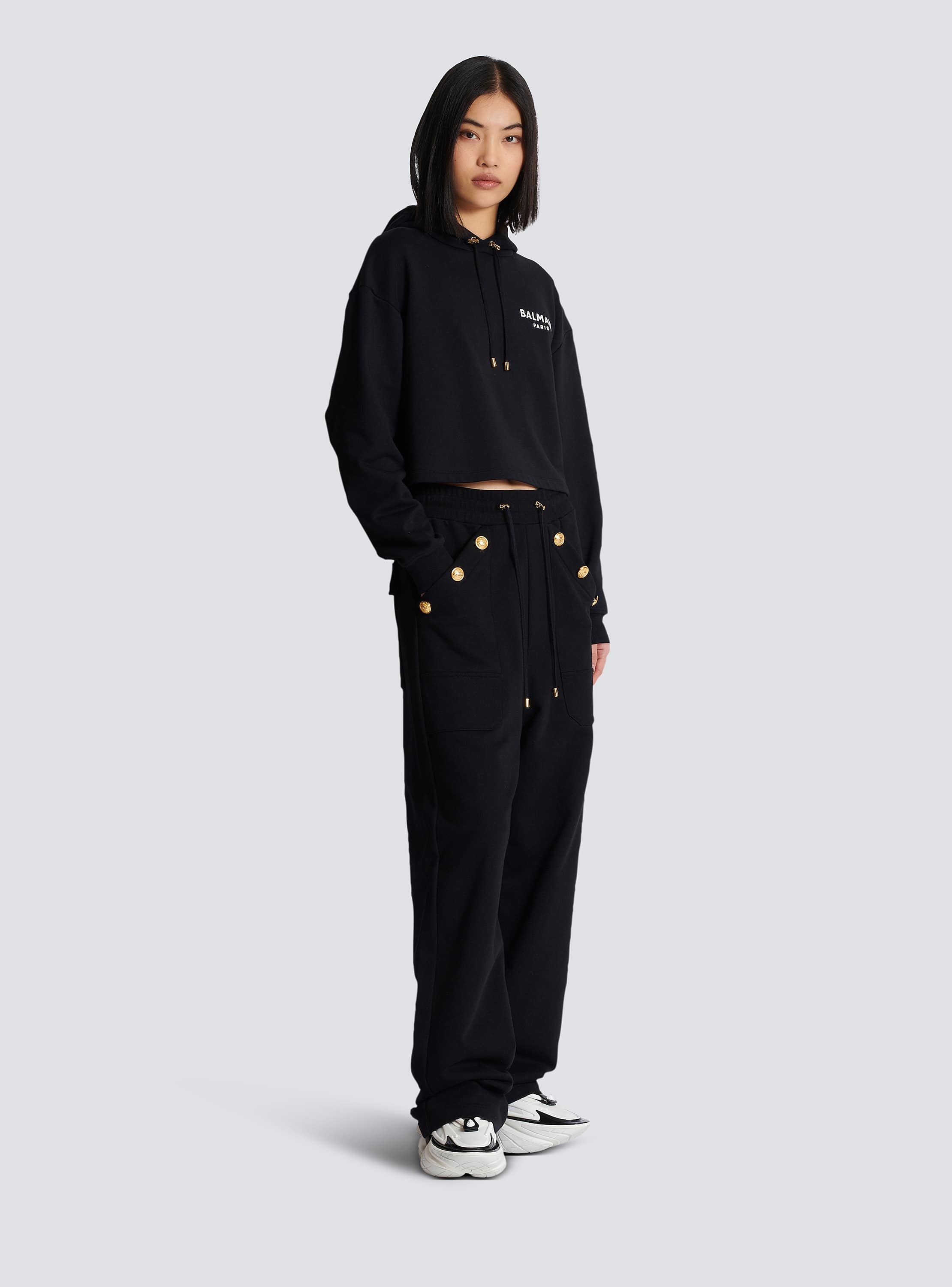 Flocked Balmain Paris hoodie - Women | BALMAIN
