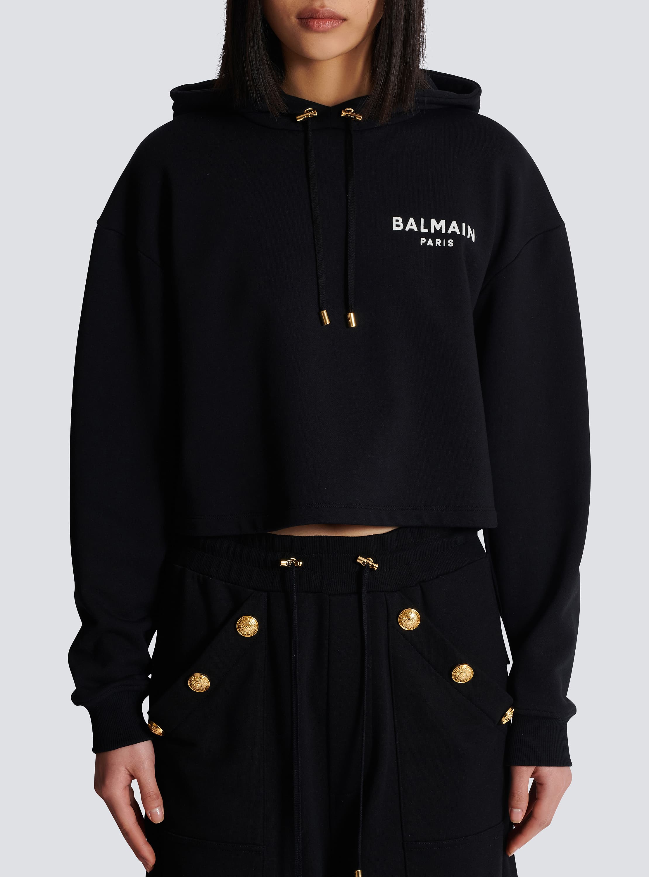 Flocked Balmain Paris hoodie - Women | BALMAIN