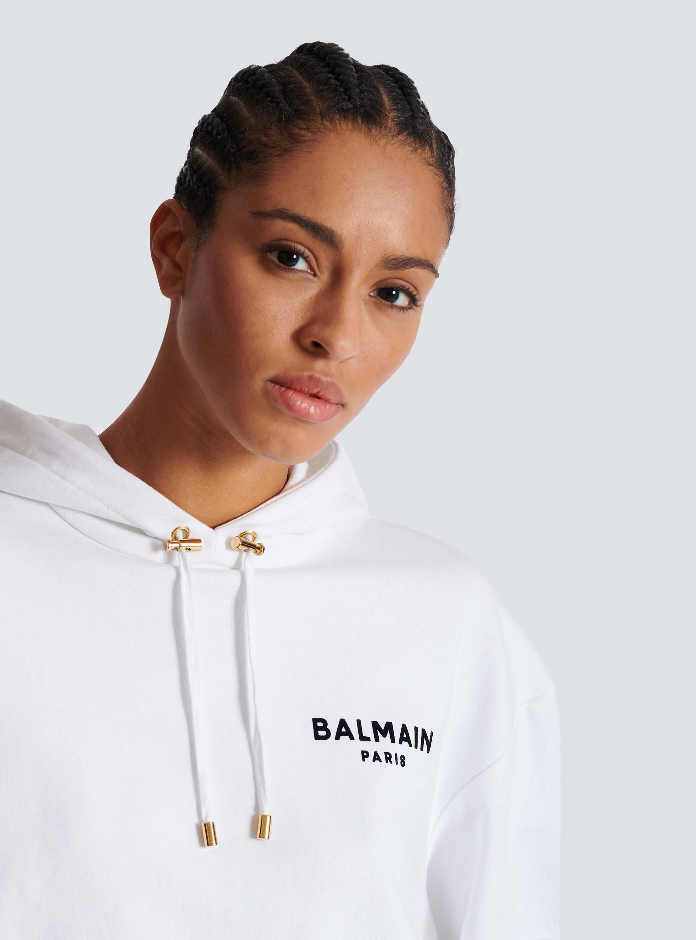 【関税・送料無料】Balmain フーディ BALMAIN (バルマン) PRINTED HOODIE ロゴプリント コットン