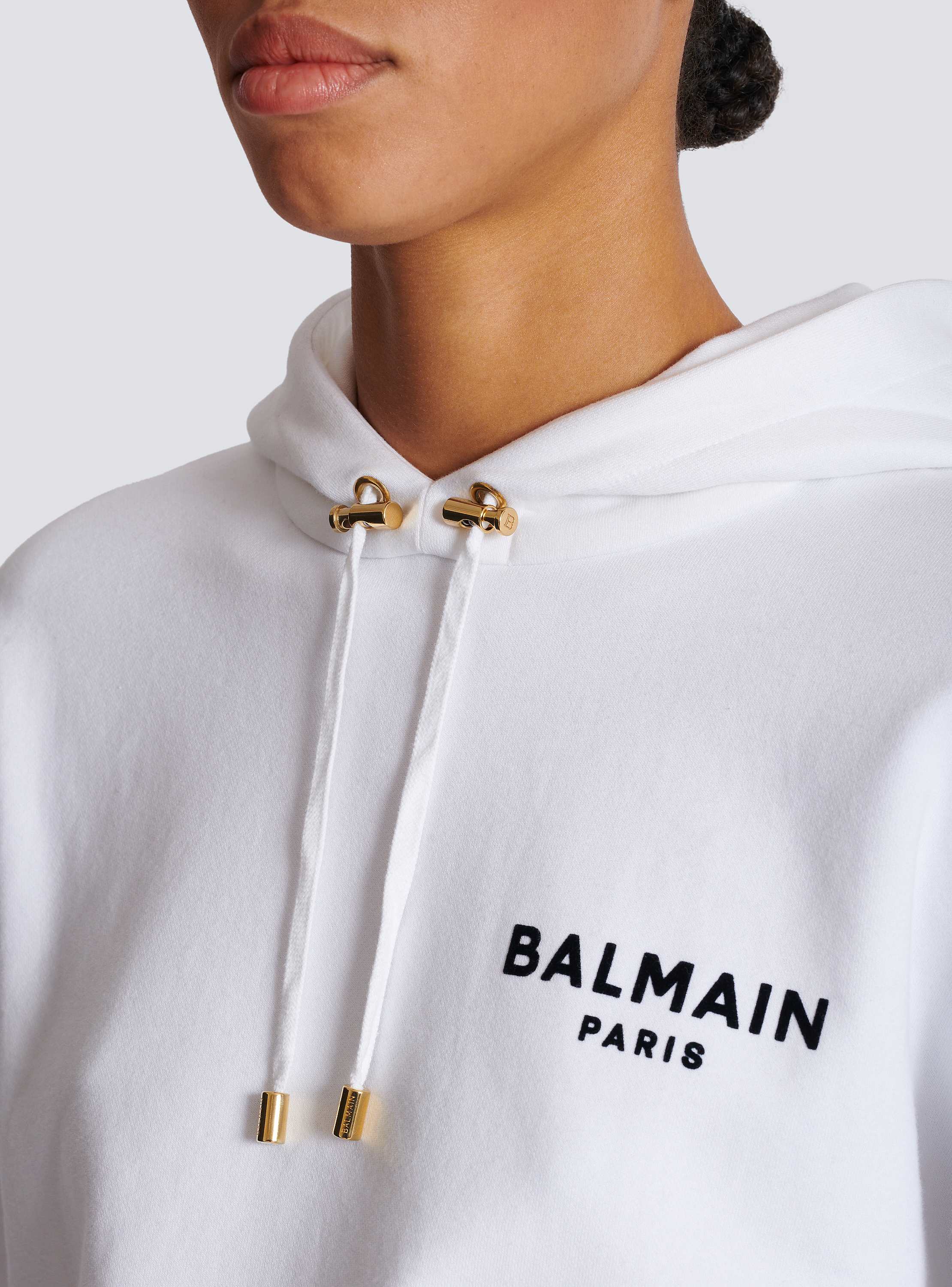 Flocked Balmain Paris hoodie - Women | BALMAIN