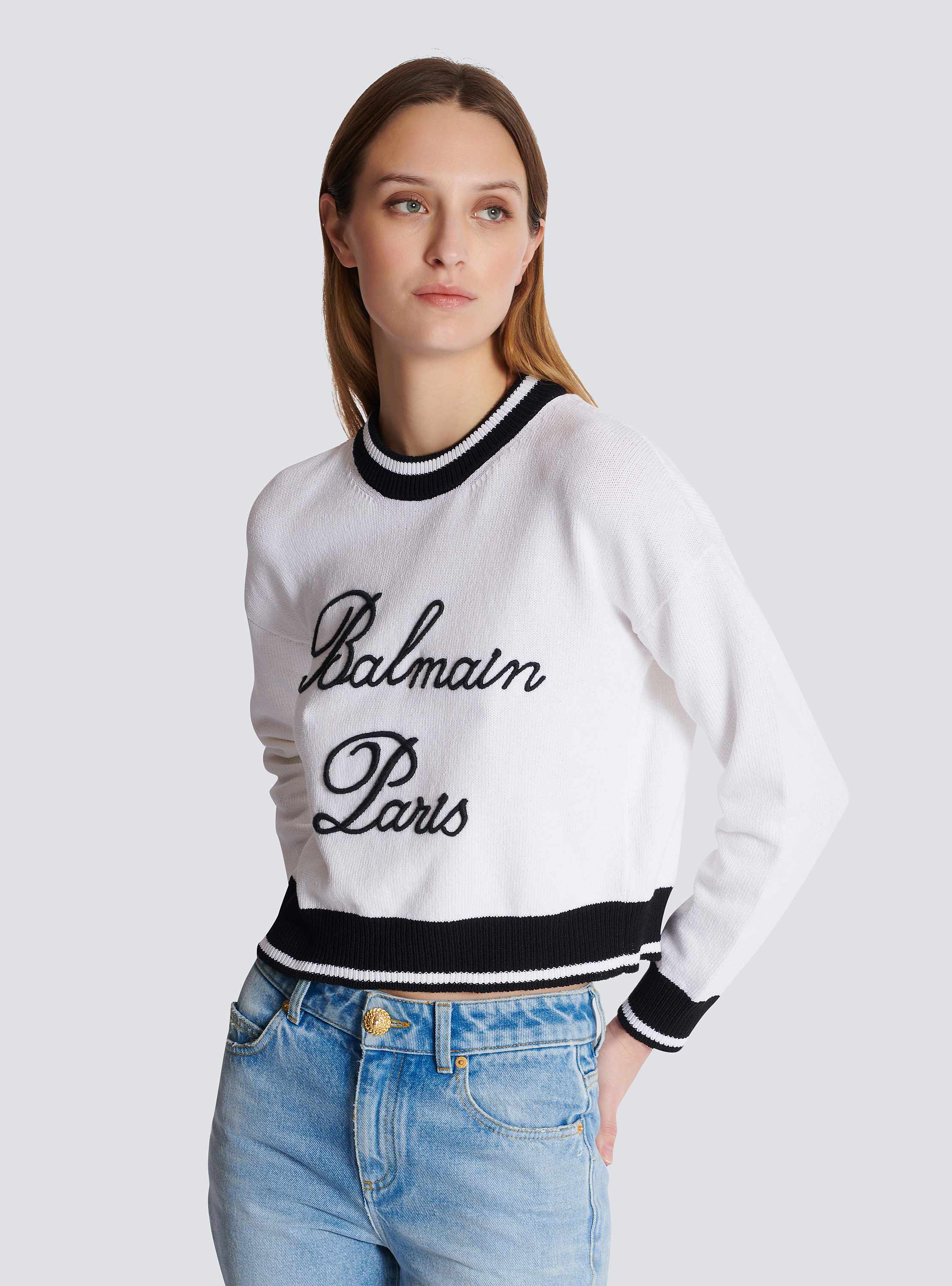 Sleeveless monogram knit top pink - Women | BALMAIN