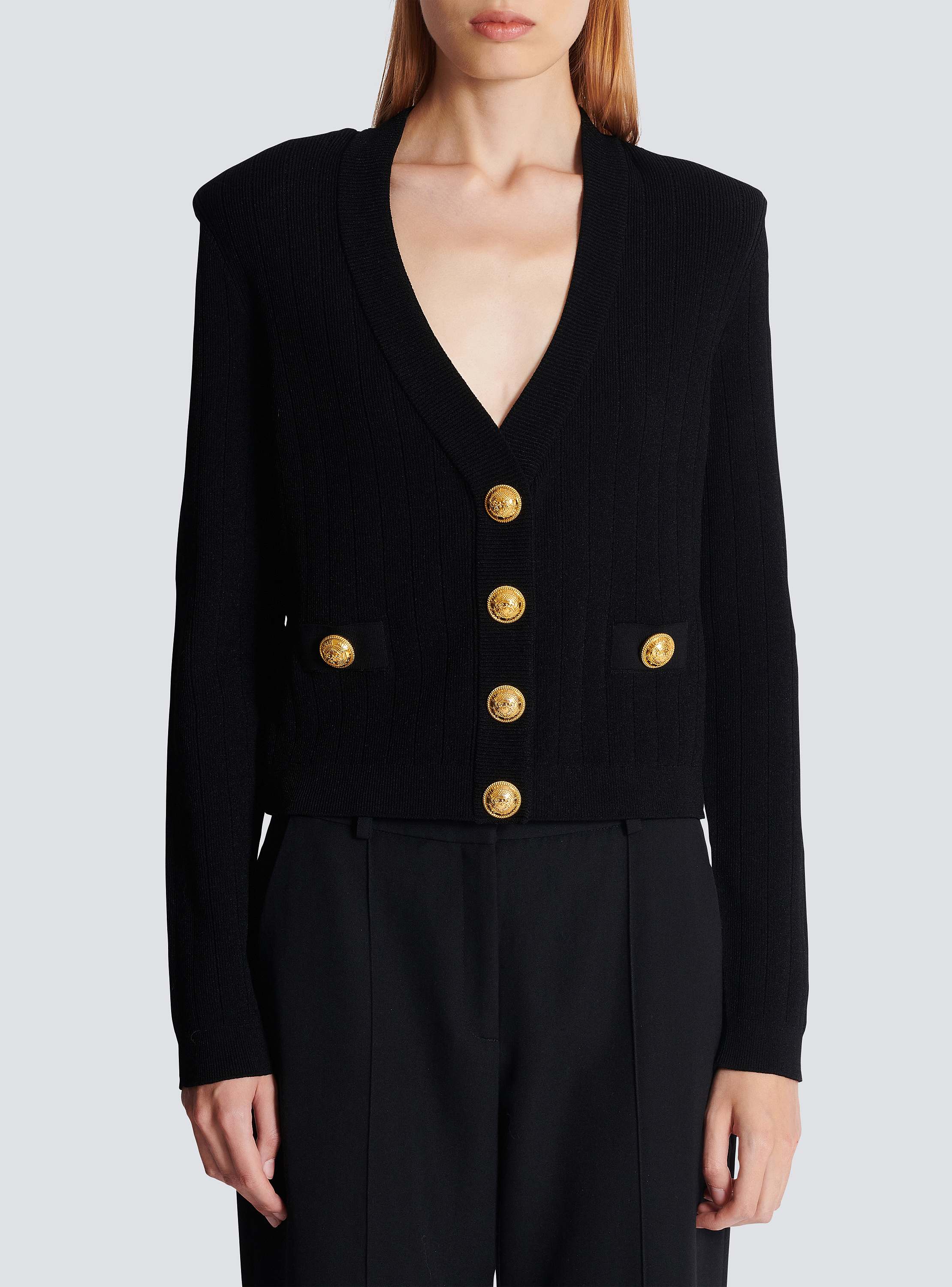 Cropped knit cardigan