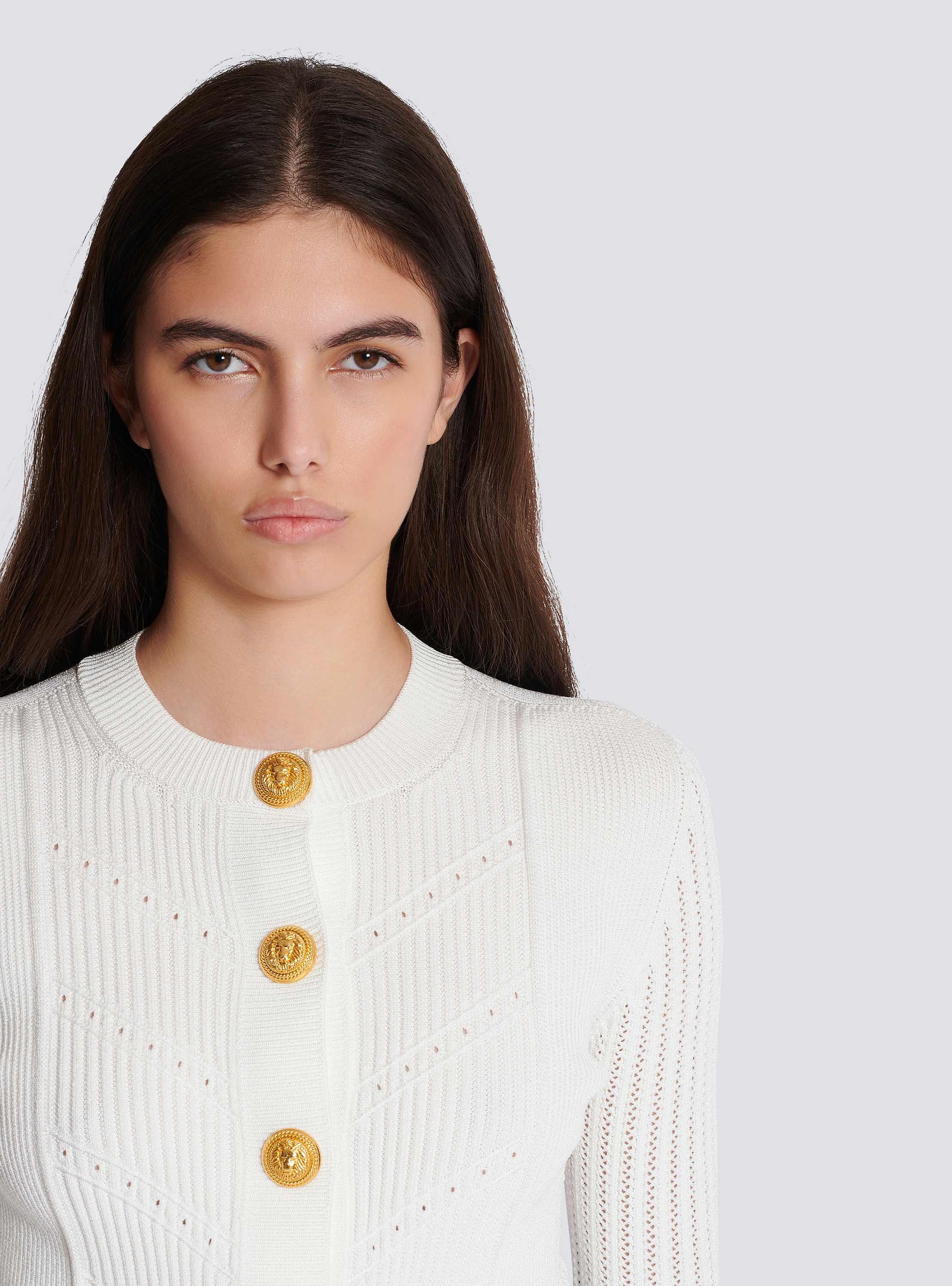 BALMAIN 売れ筋商品|||バルマン カーディガン アウター レディース Cardigans White Cropped knit cardigan white white - Women | BALMAIN