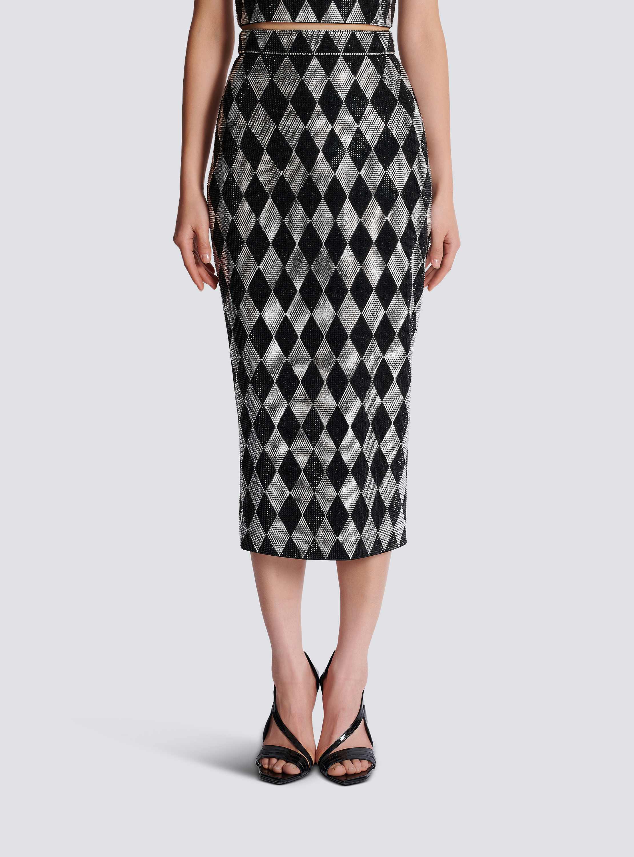 2024年新作 skirt midi rhinestone Diamond black BALMAIN | Women - スカート