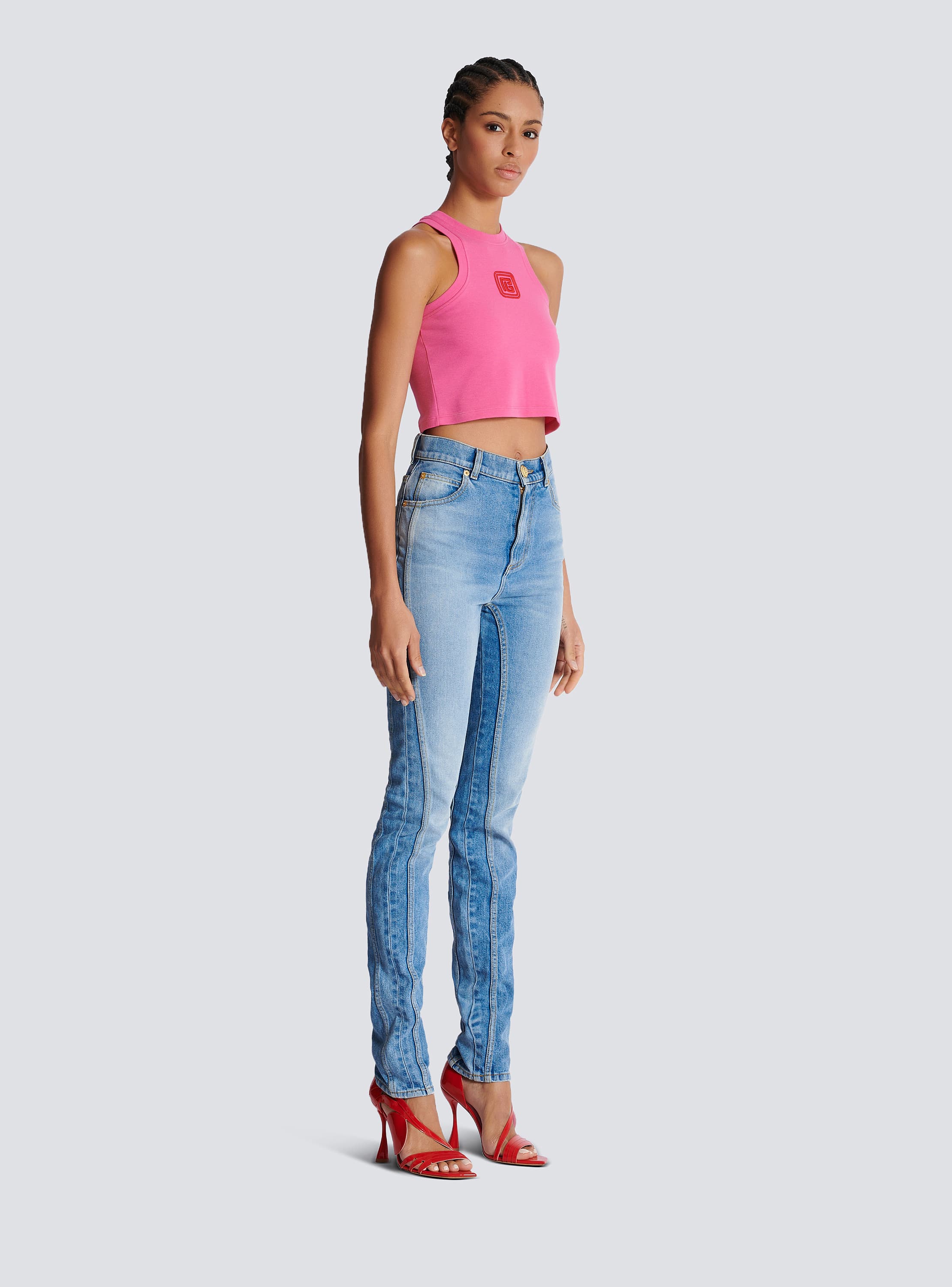 Light blue denim slim-fit jeans - Women | BALMAIN