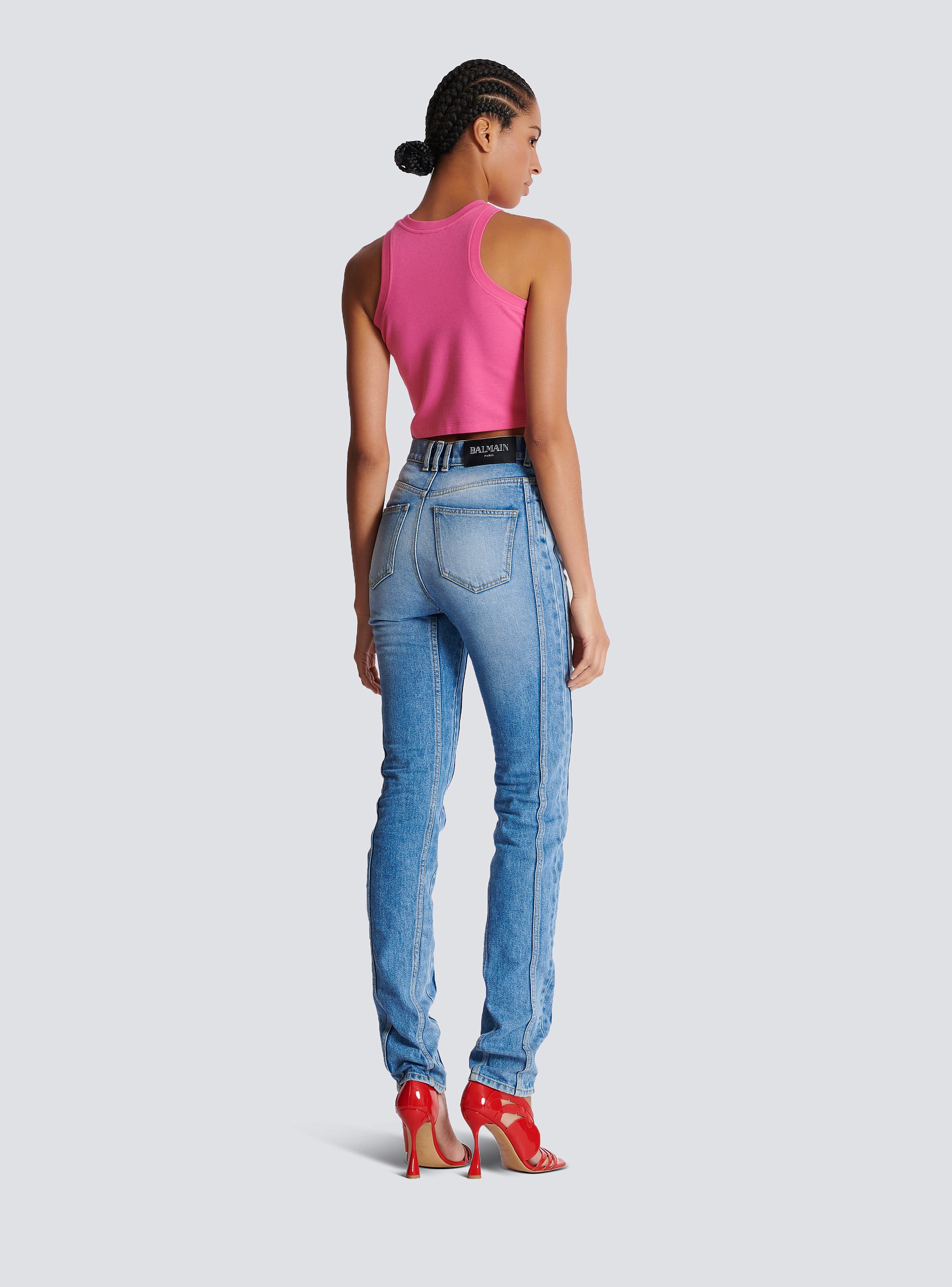 Light blue denim slim-fit jeans - Women | BALMAIN