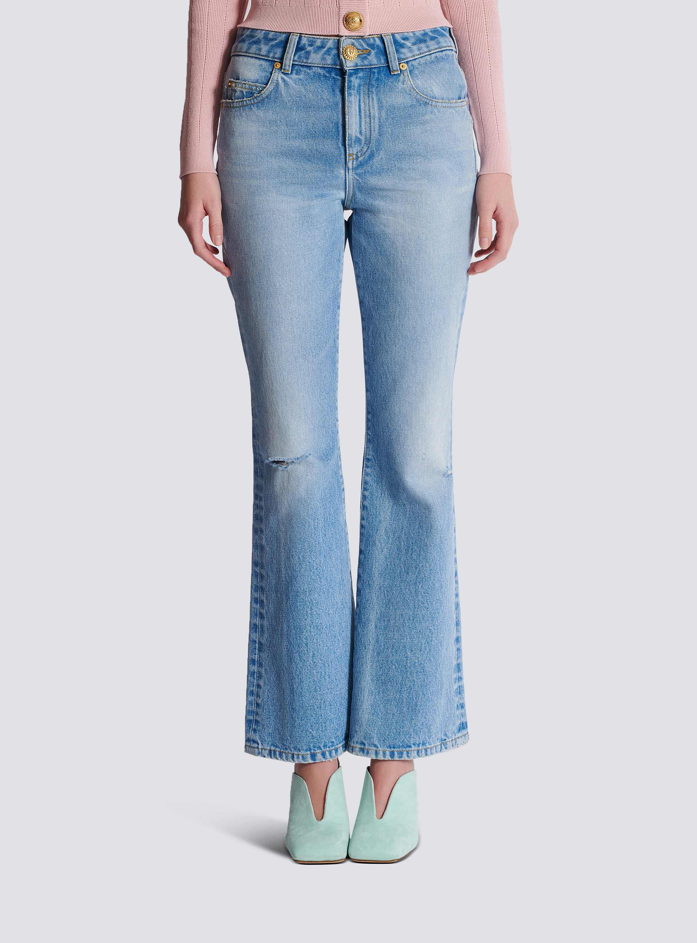 Flared denim jeans blue - Women | BALMAIN Flared denim jeans blue - Women | BALMAIN