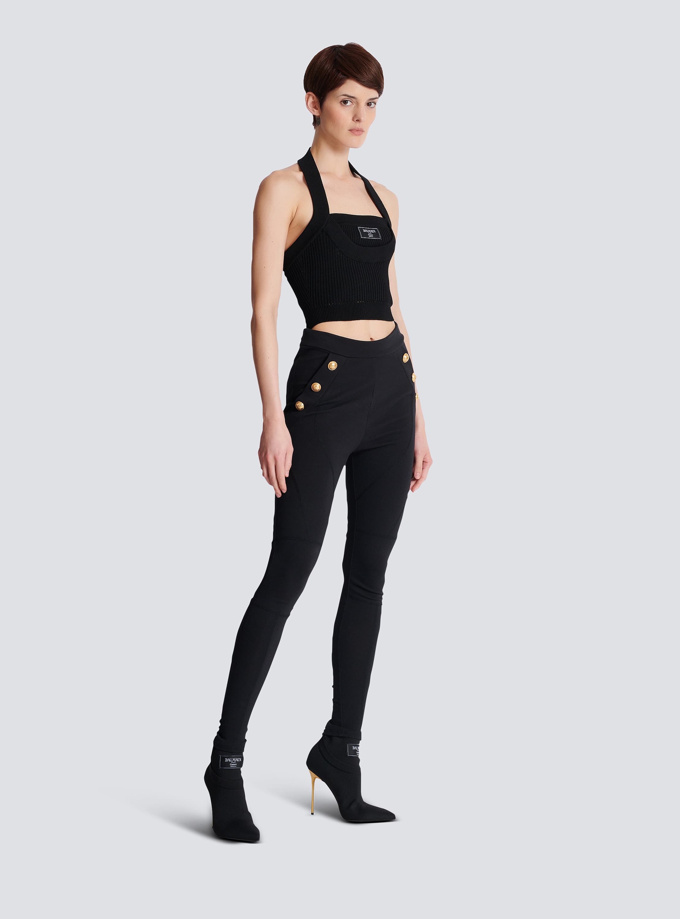 【送料&関税込】Balmain Leggings Jersey leggings with 6 buttons - Women | BALMAIN