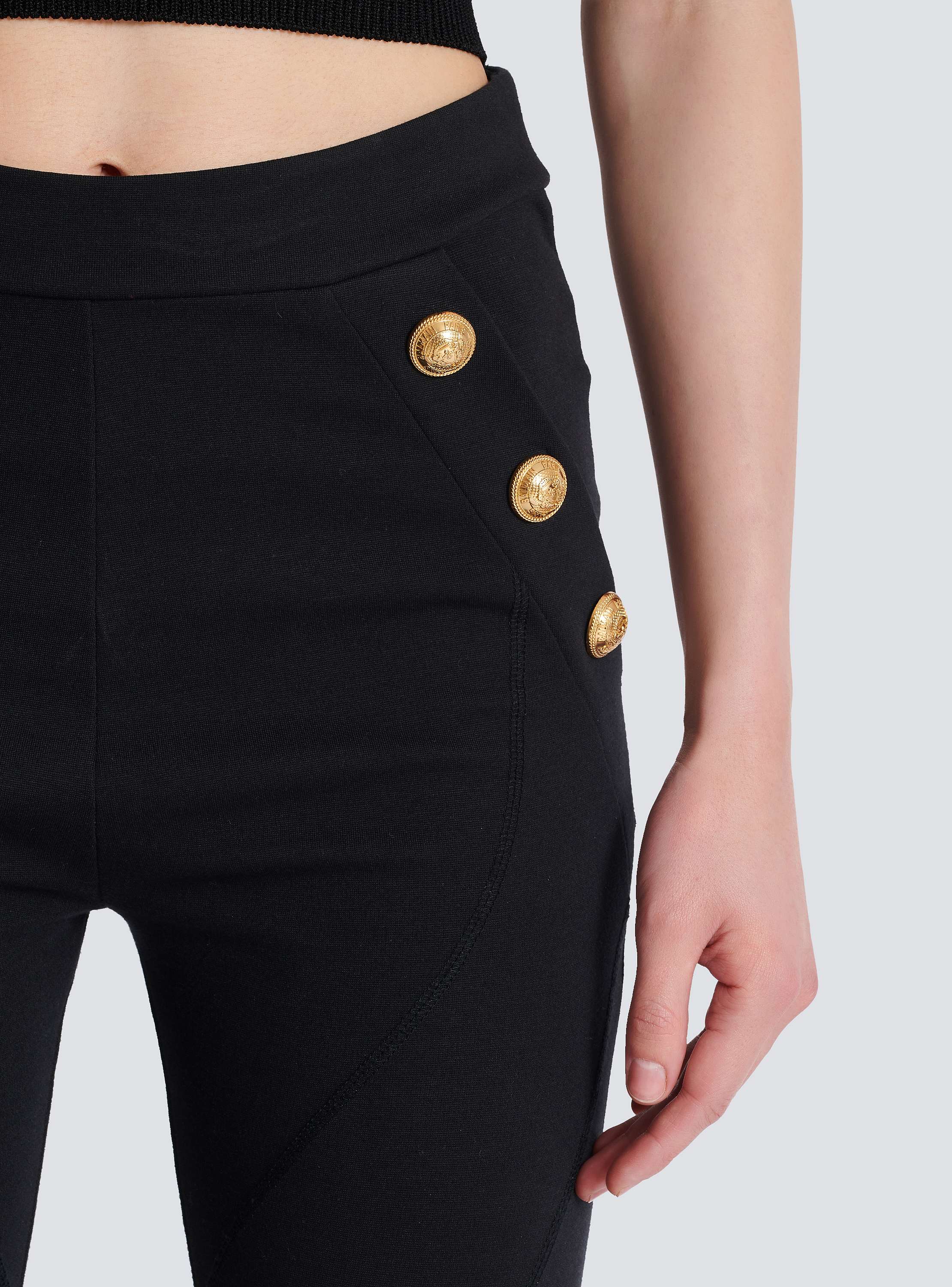 Jersey leggings with 6 buttons black - Women | BALMAIN