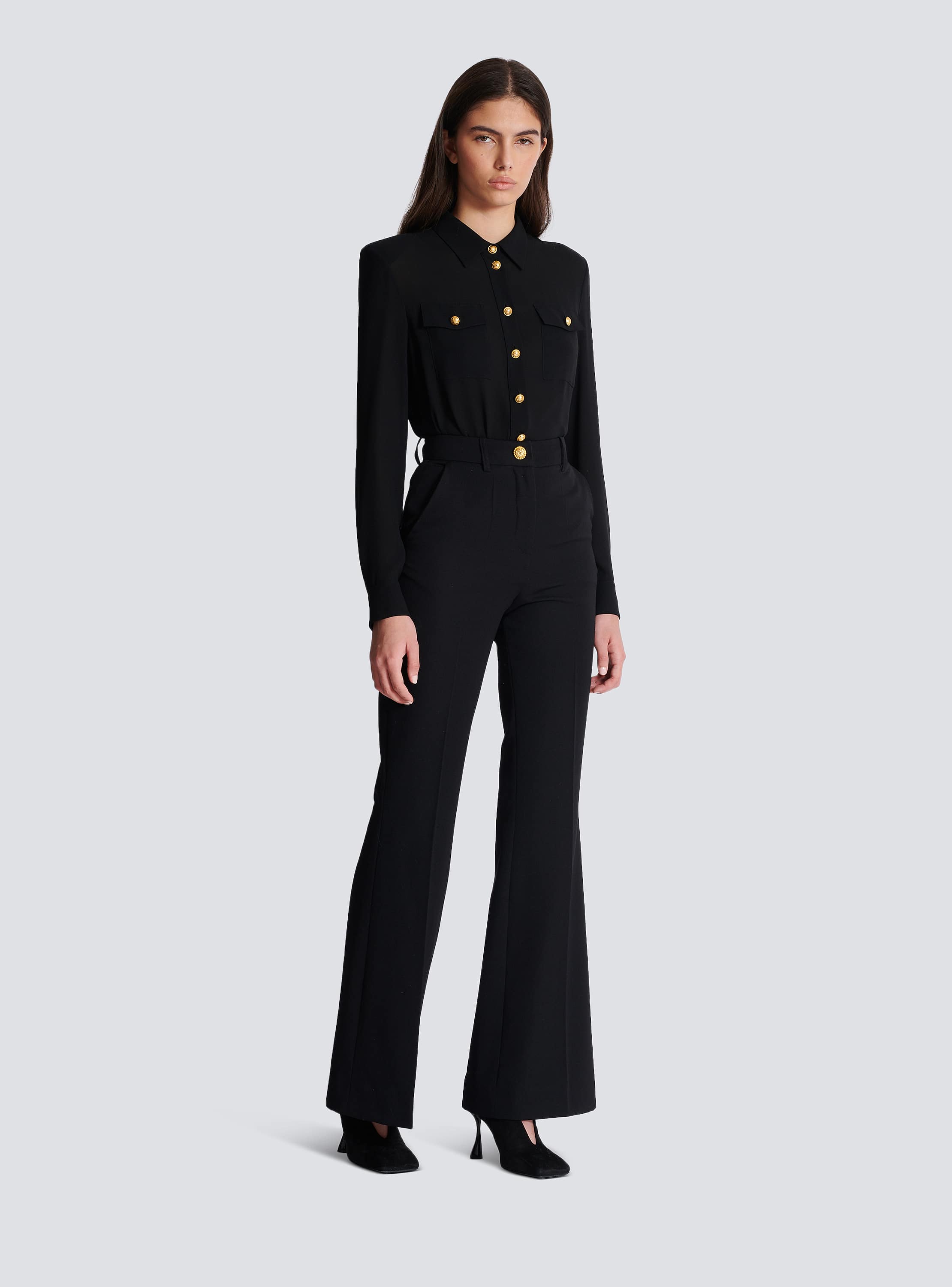 パンツ BALMAIN FW24 Grain de poudre pants (DF0PQ310WC09 0PA) Pleated grain de poudre trousers - Women | BALMAIN