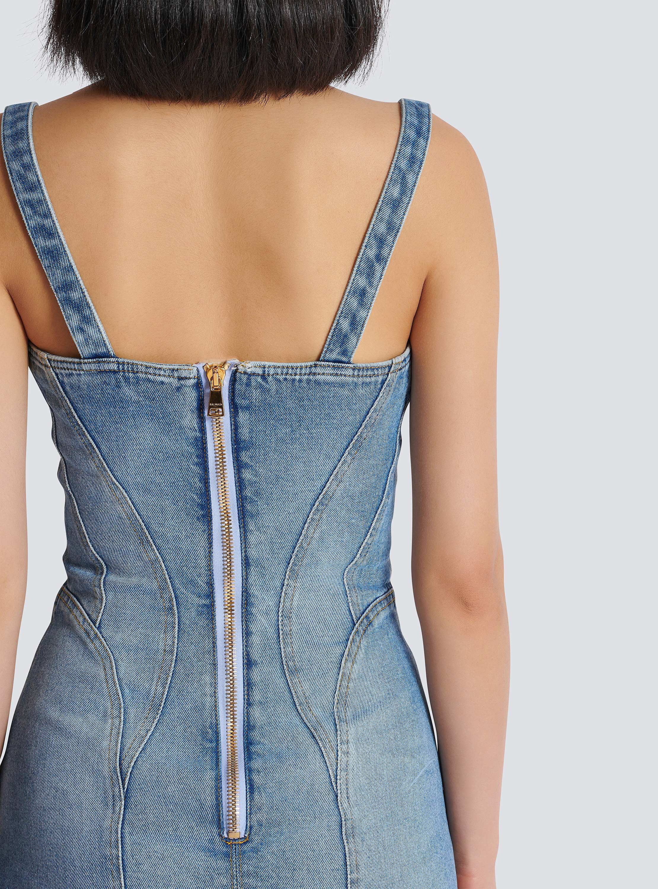 Buttoned short denim dress blue - Women | BALMAIN