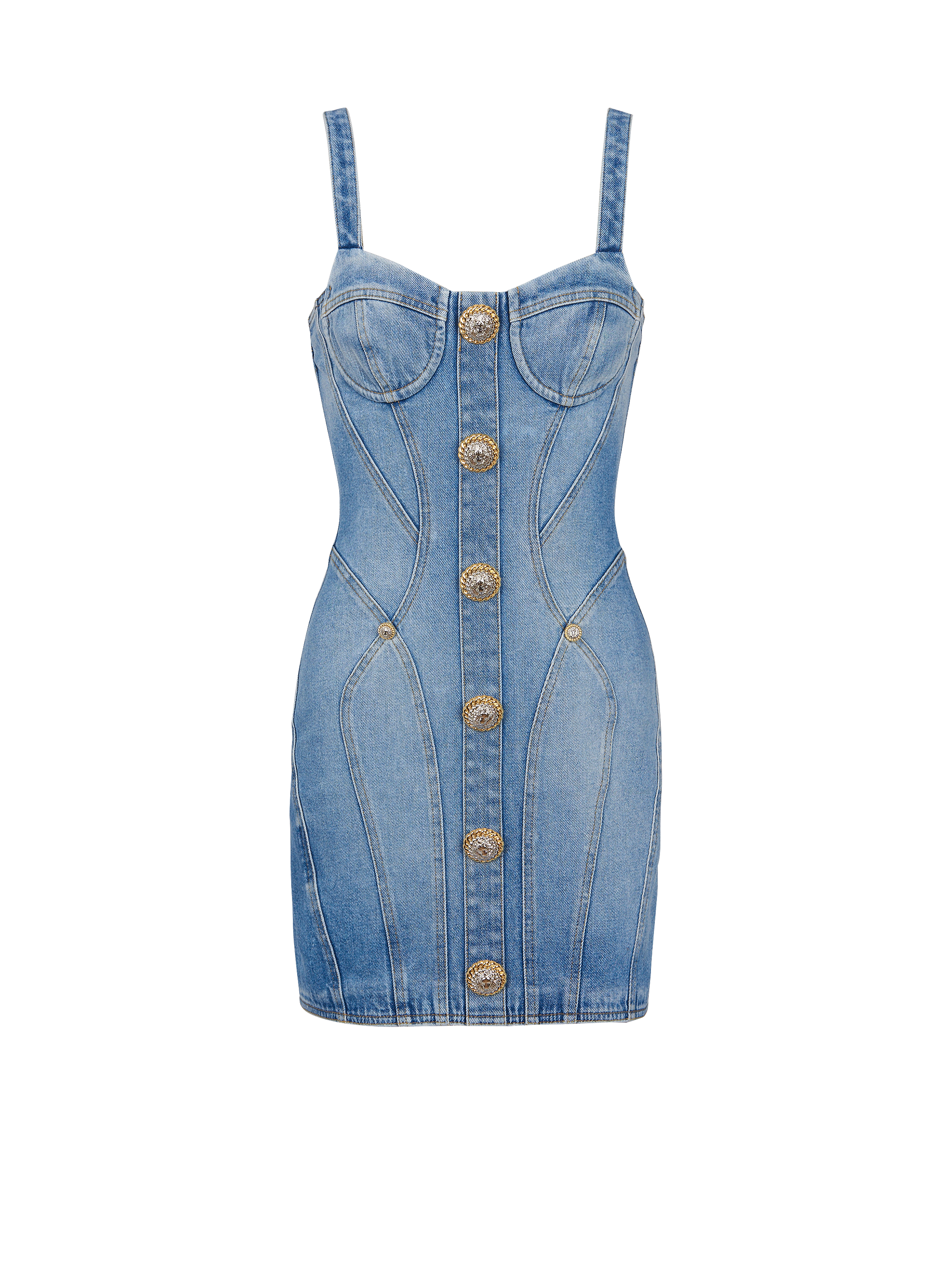 Buttoned short denim dress