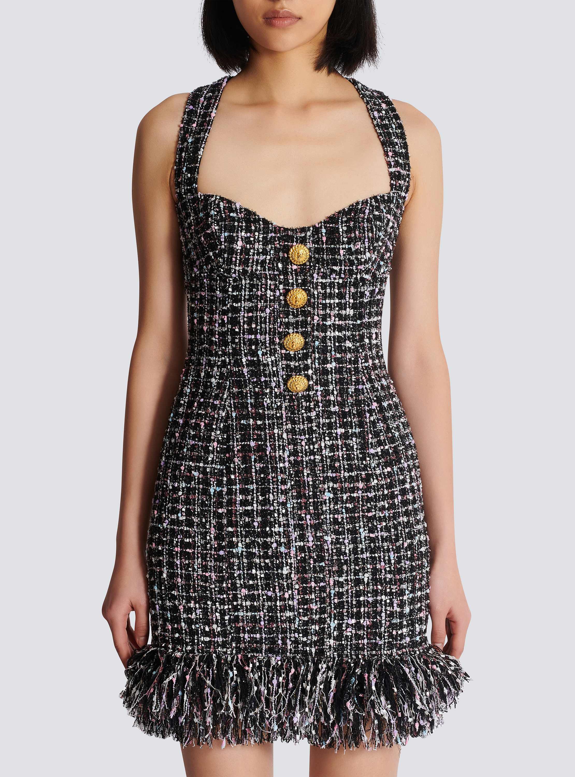 Short tweed dress with buttons - Women | BALMAIN