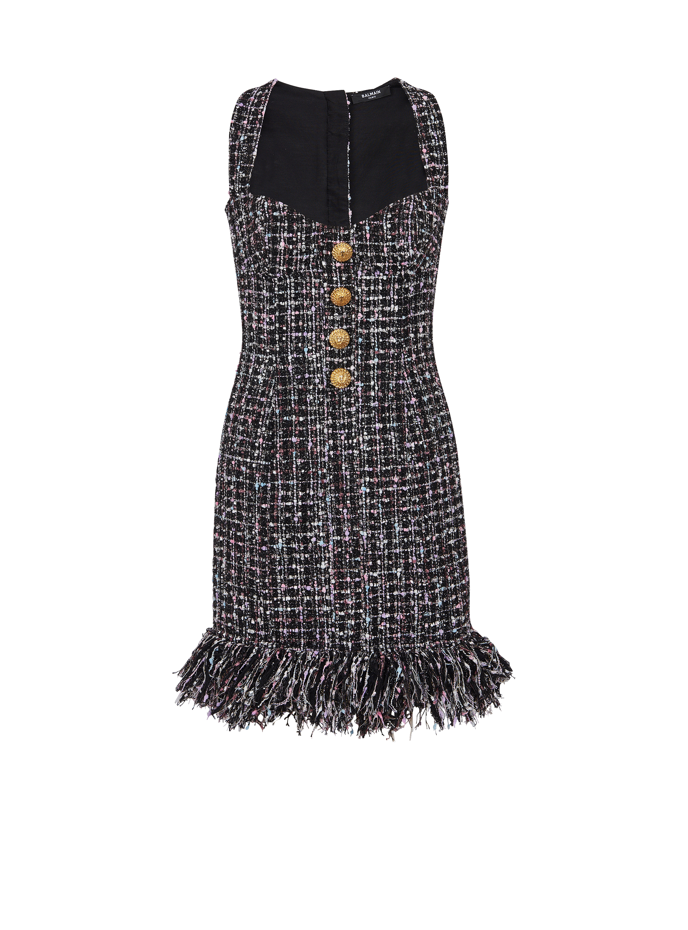 Short tweed dress with buttons