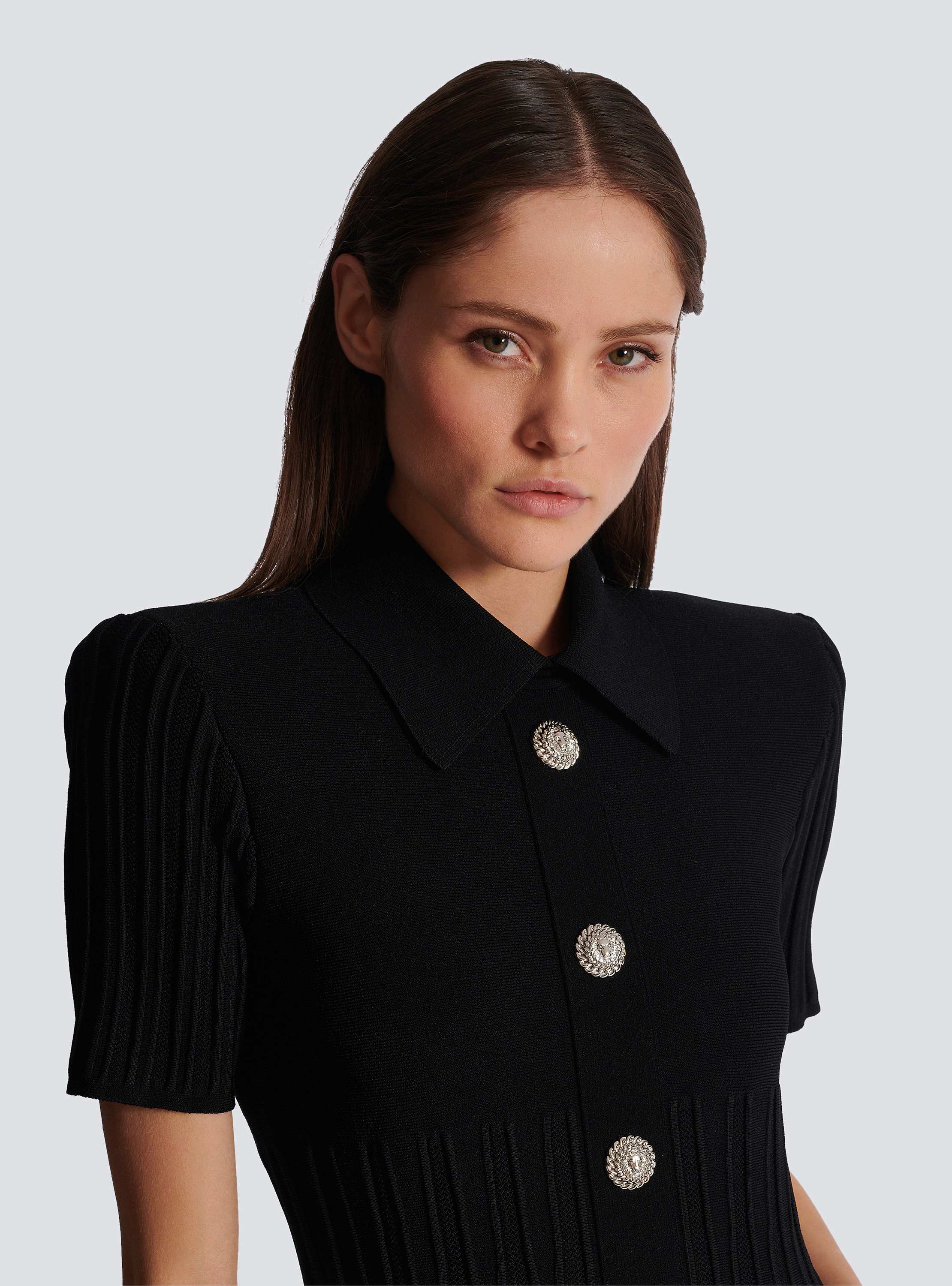BALMAIN paris 金ボタン クロップドニット スクエアネック 36