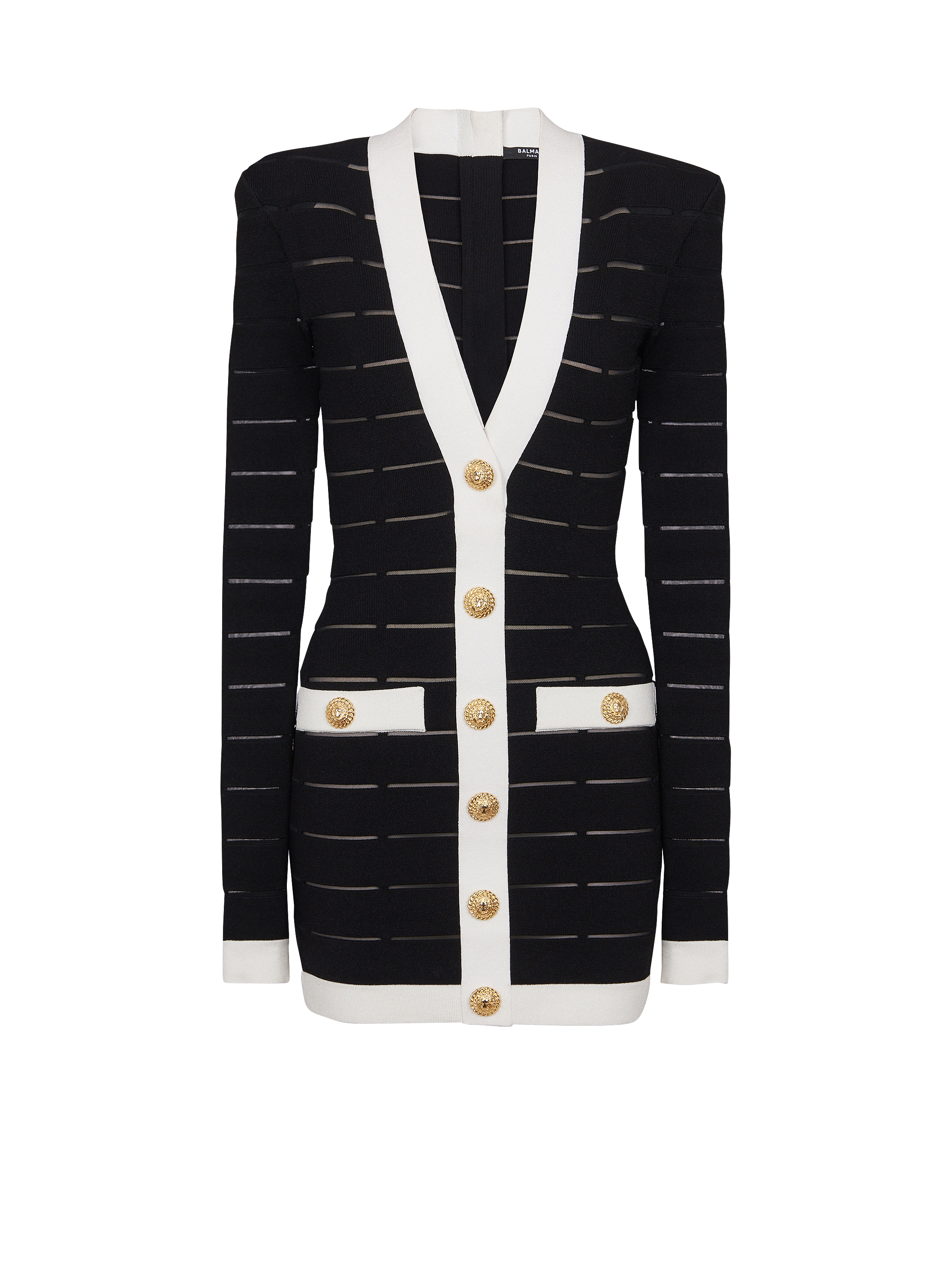 Two-tone knit dress with buttons