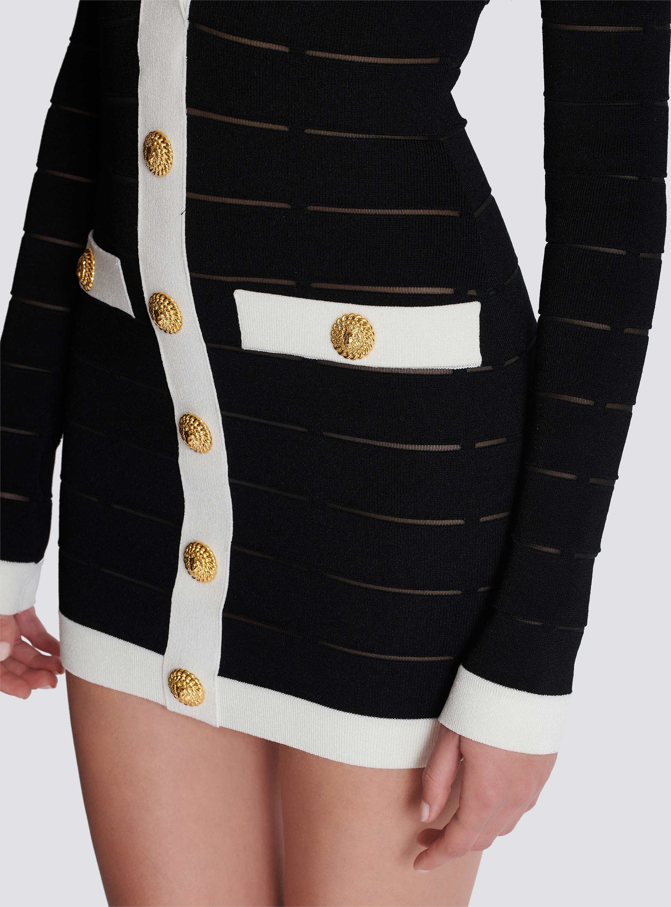 Two-tone knit dress with buttons black - Women | BALMAIN