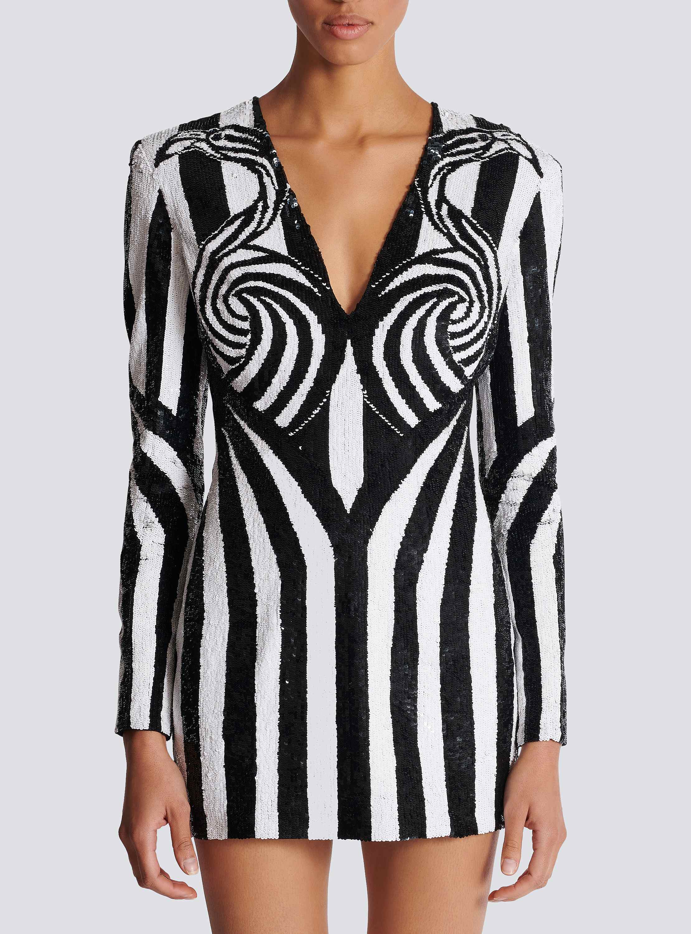 Ls Embroidered Stripe Short Dress