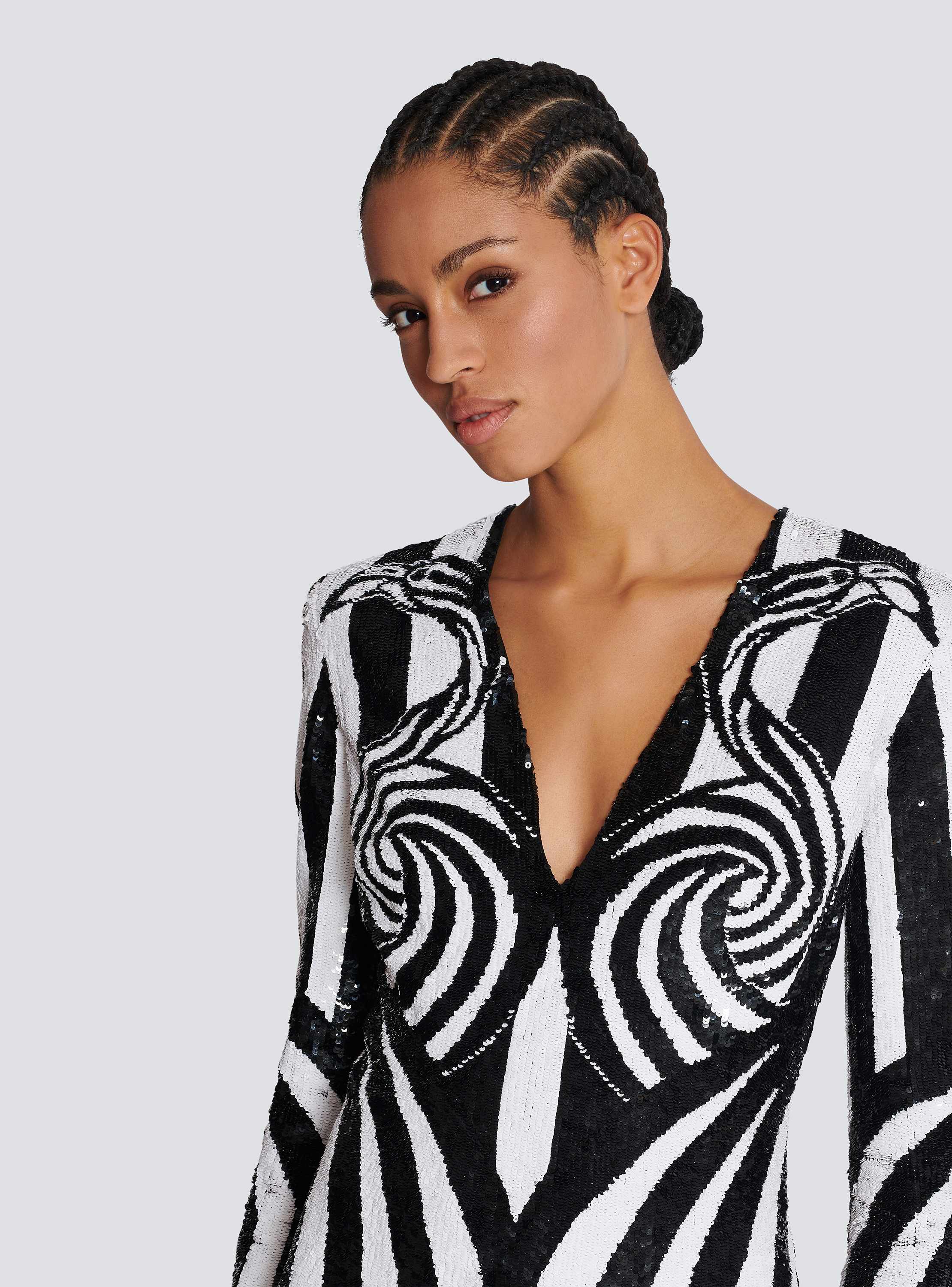 Ls Embroidered Stripe Short Dress
