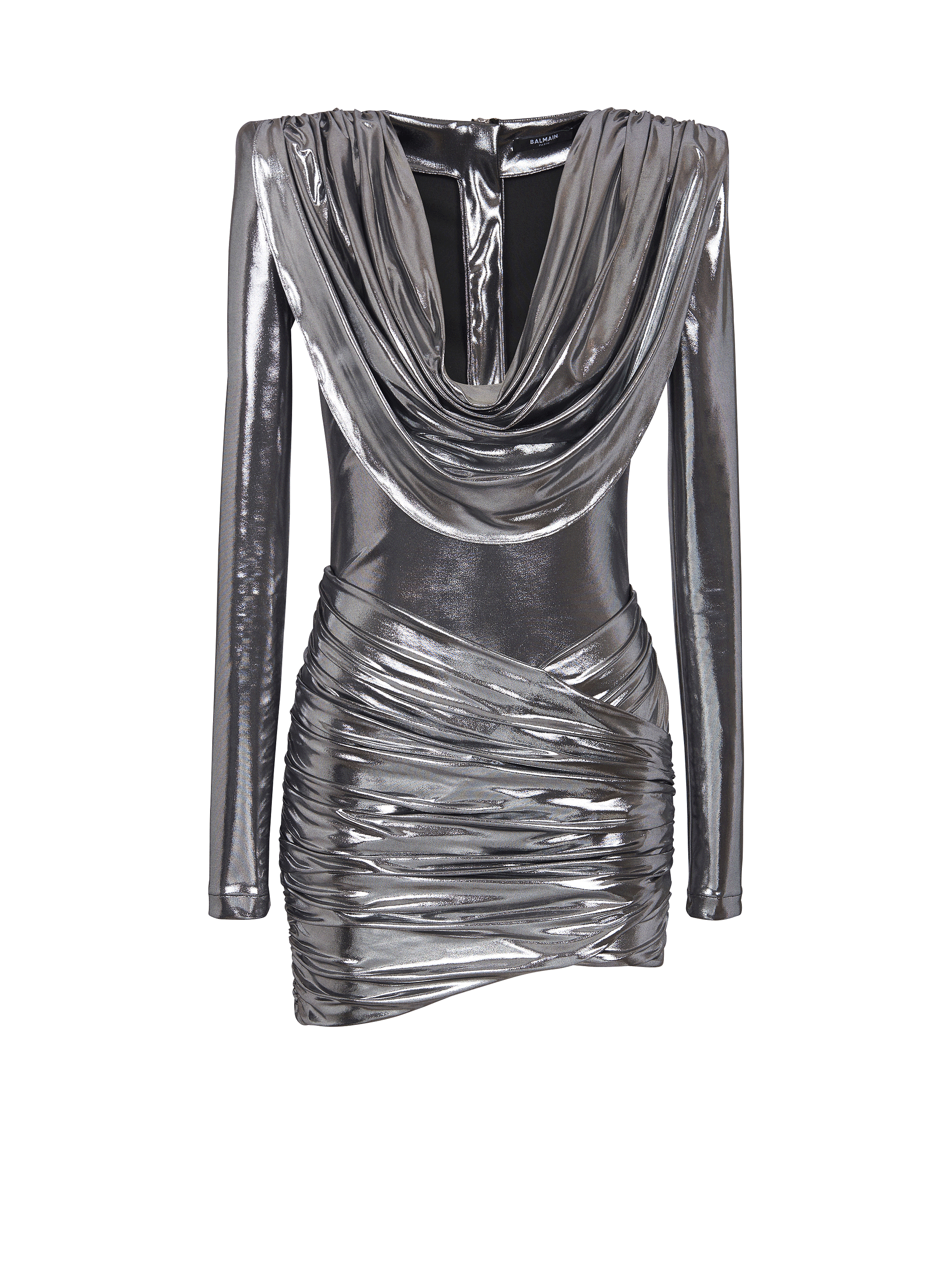 Short metallic draped dress