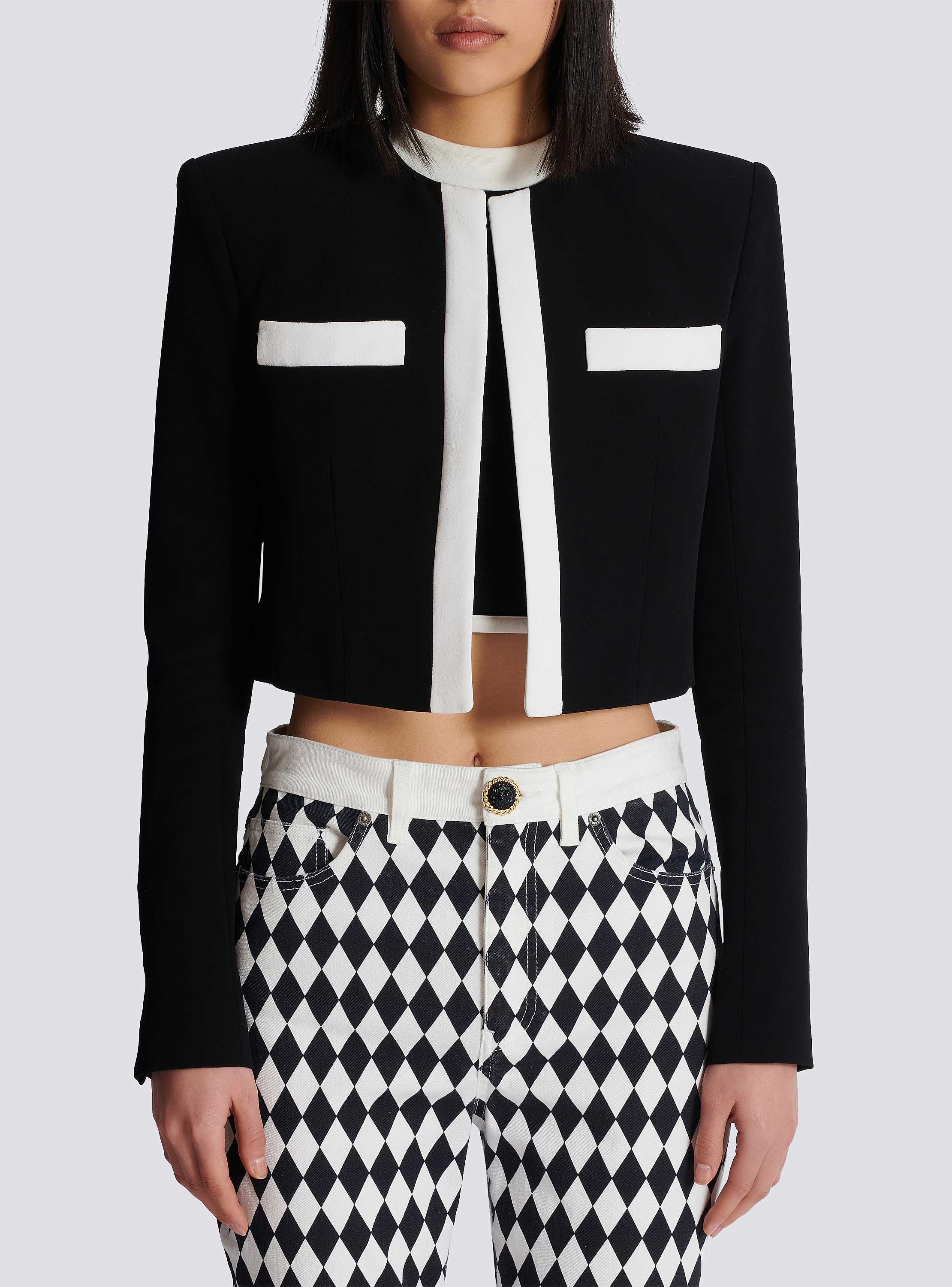 【送料&関税込】Balmain Spencer In Two-tone CrApe Two-tone crepe Spencer jacket - Women | BALMAIN