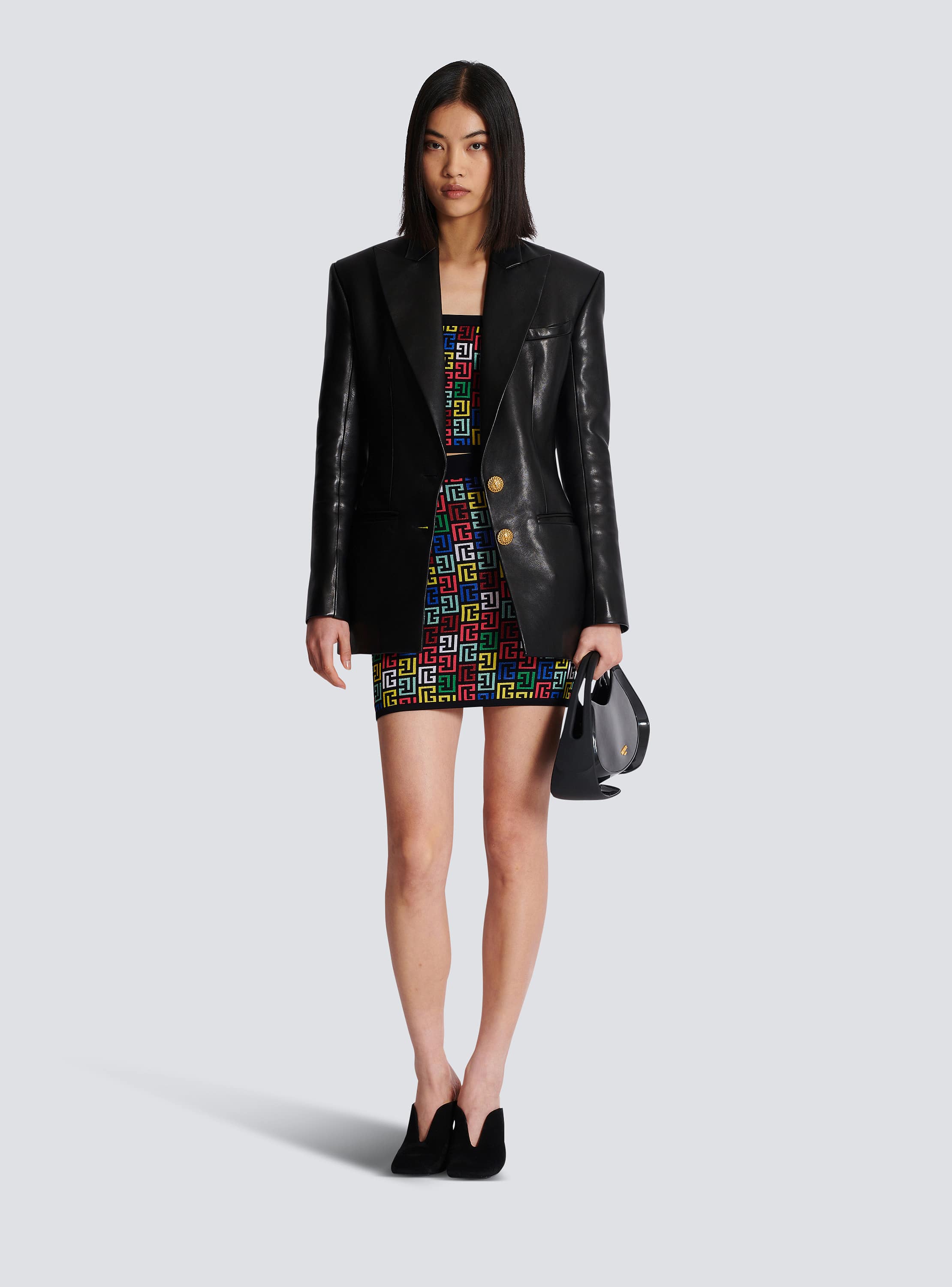 アウターその他 BALMAIN Women Outer FF1SI056 PD19 EAH Black Crepe 6-button jacket with embroidered patches - Women | BALMAIN