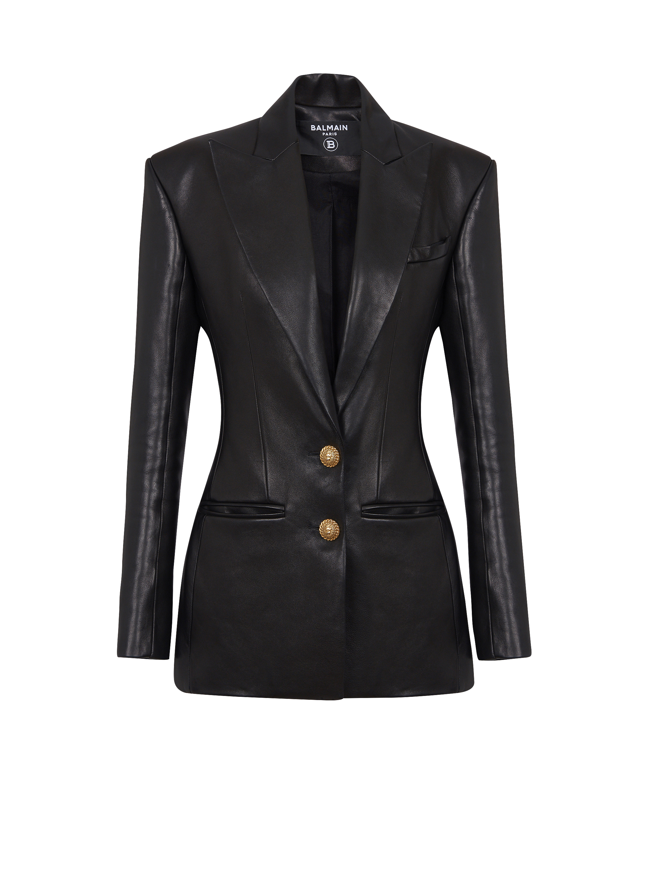 Taillierte Lederjacke mit zwei Knöpfen