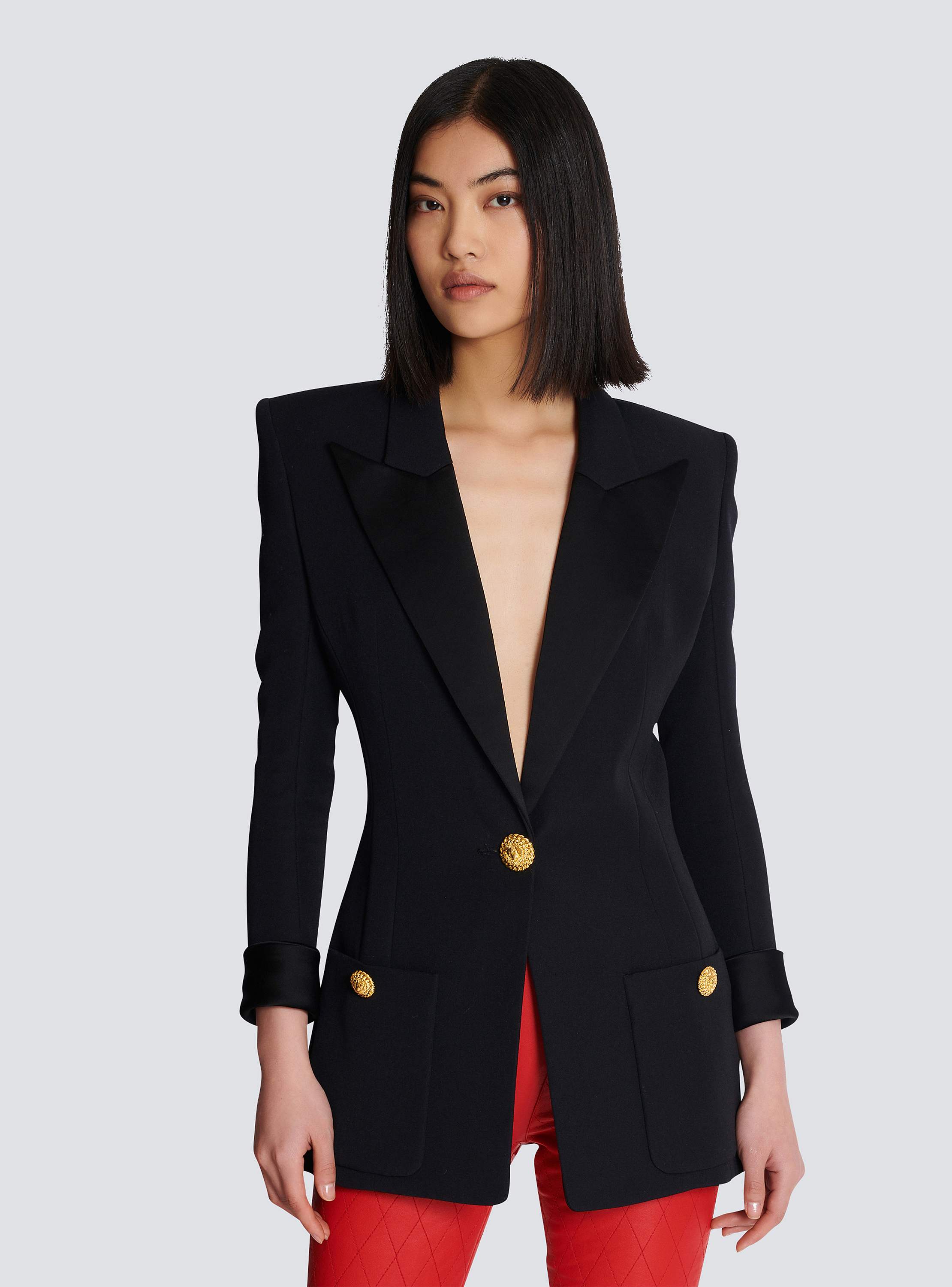 Grain de poudre 1-button jacket black - Women | BALMAIN