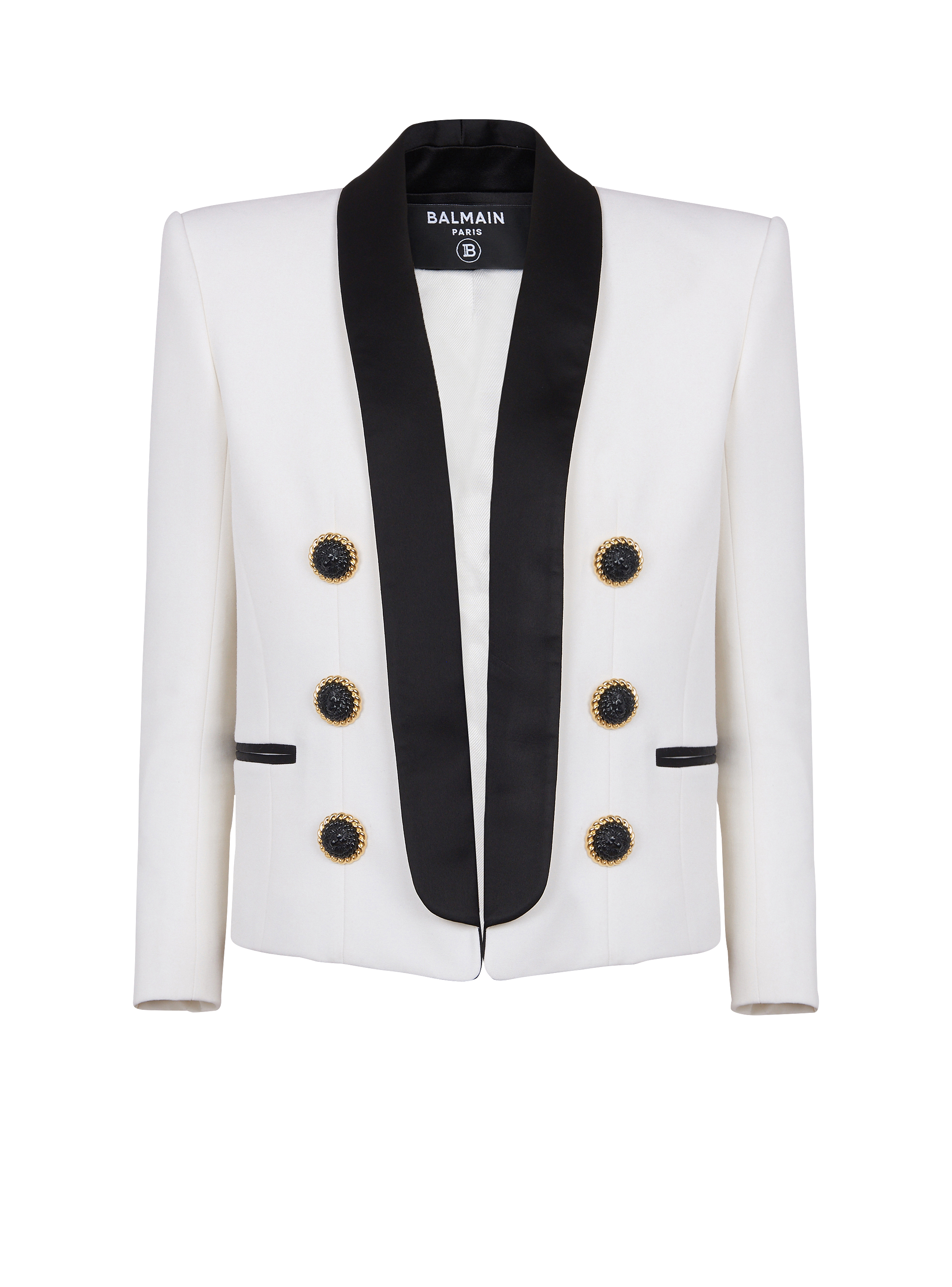 Two-tone edge-to-edge jacket with 6 buttons