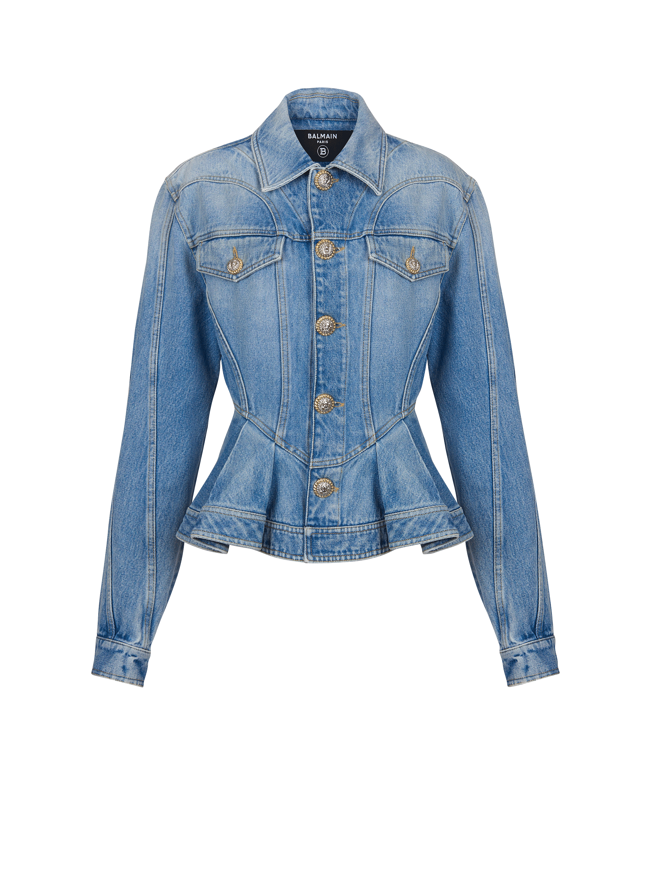 Pleated denim jacket