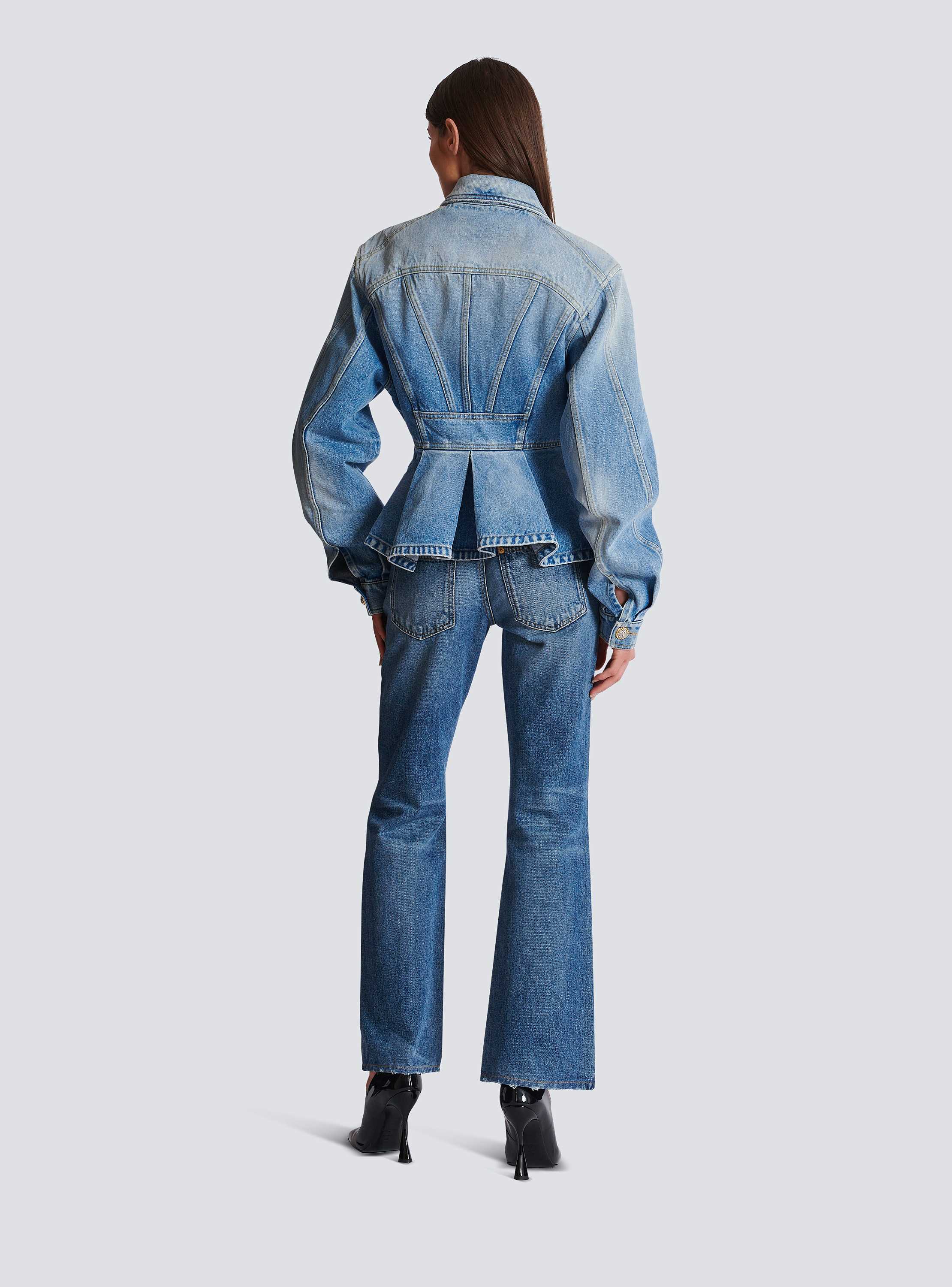 BALMAINバルマン エンブレムボタン パワーショルダー デニム
