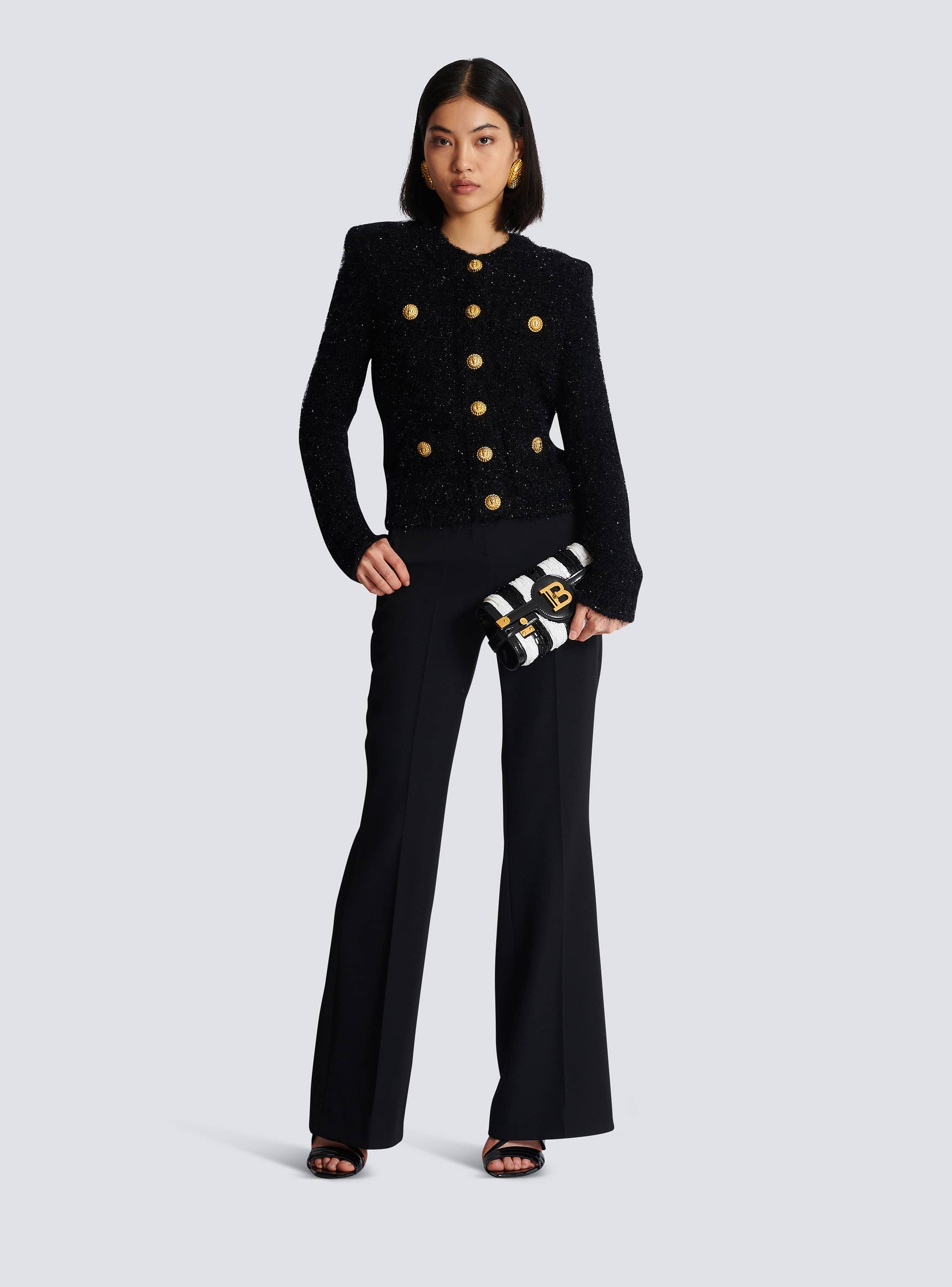 美品  Buttons tweed BALMAIN | Women - black jacket ジャケット・アウター