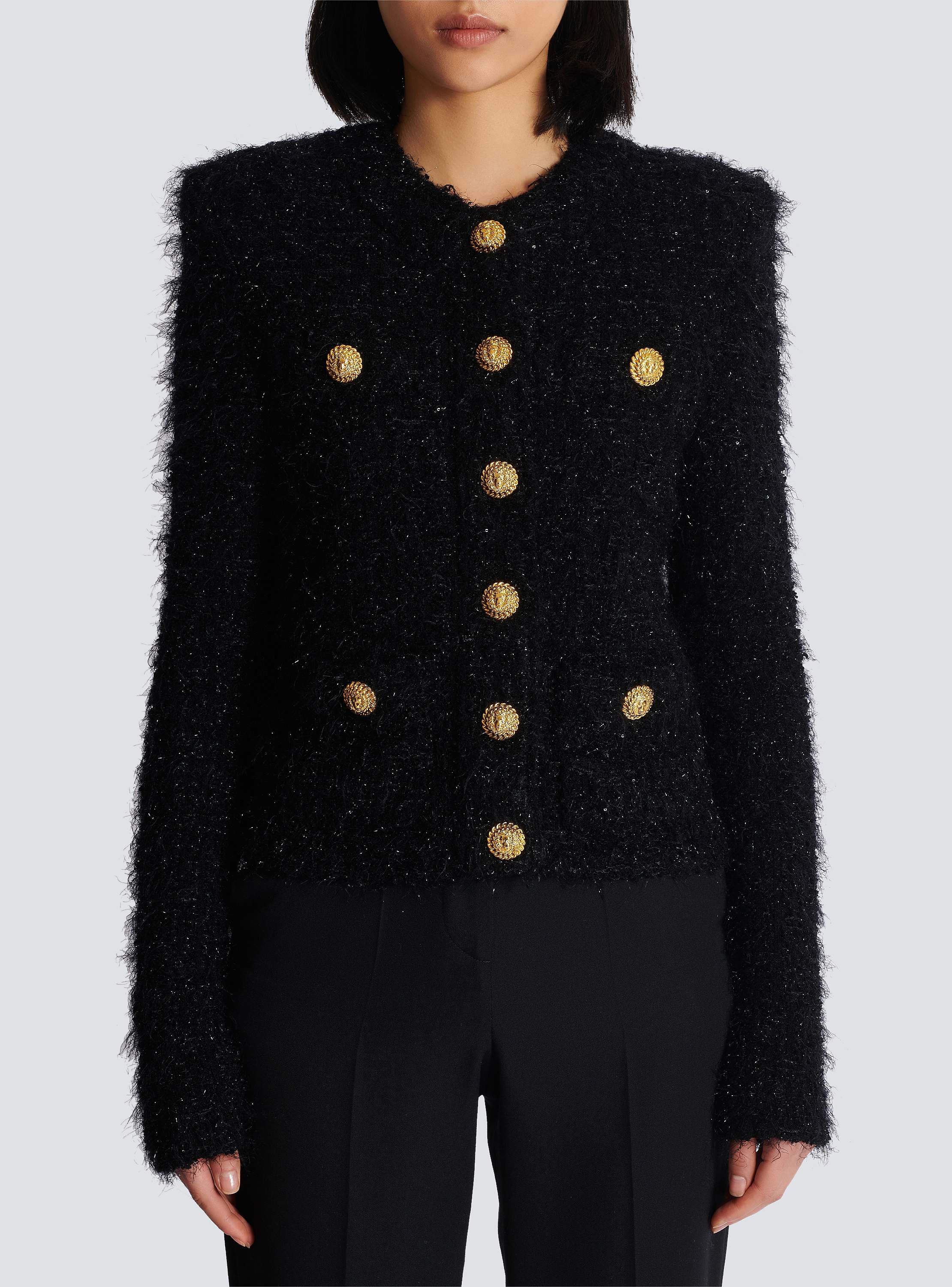 ジャケット BALMAIN Black Tweed Blazer Buttons tweed jacket - Women | BALMAIN