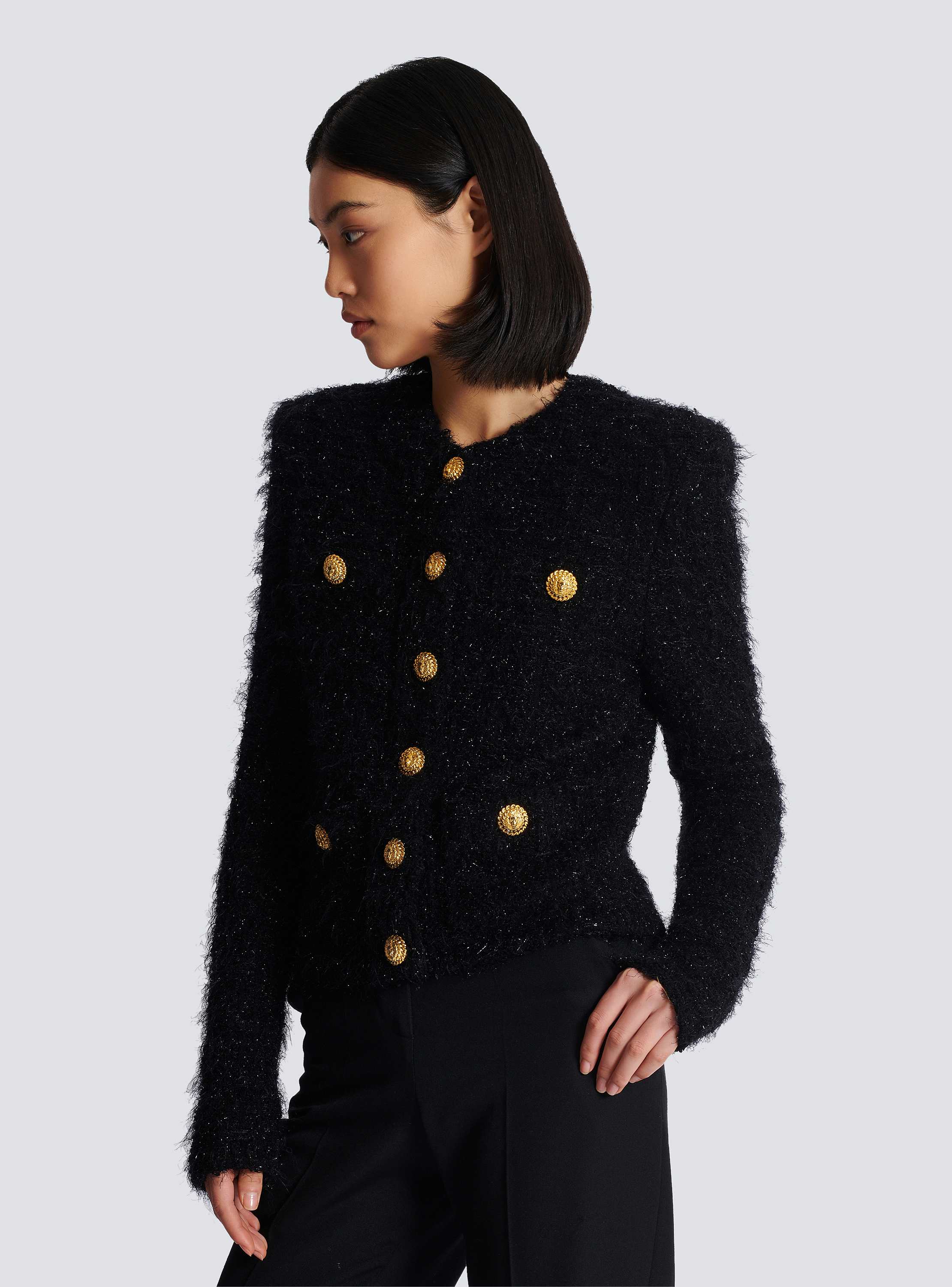 Buttons tweed jacket black - Women | BALMAIN