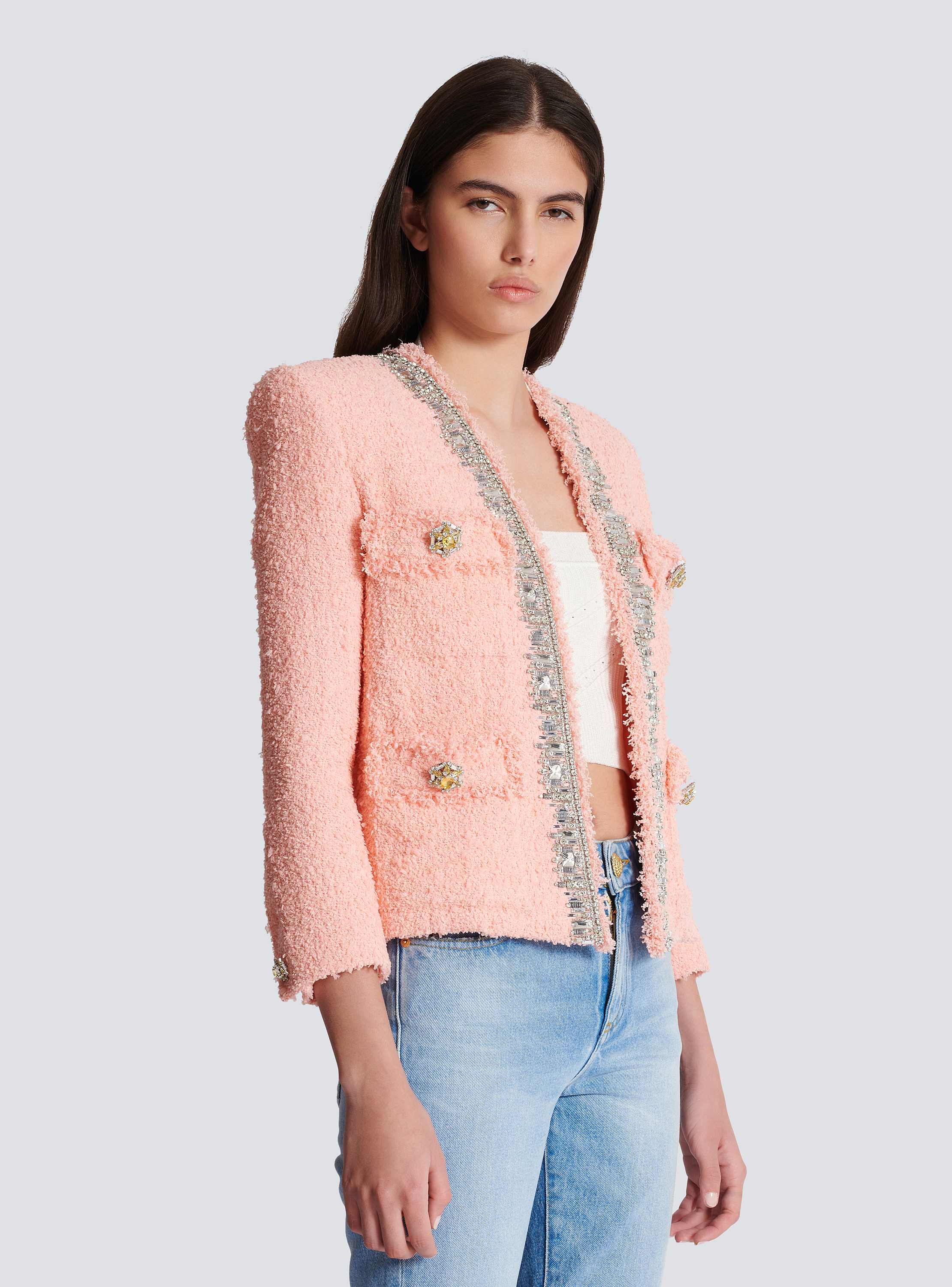 Collarless 4 Pckt Crystal Embrdrd Jacket