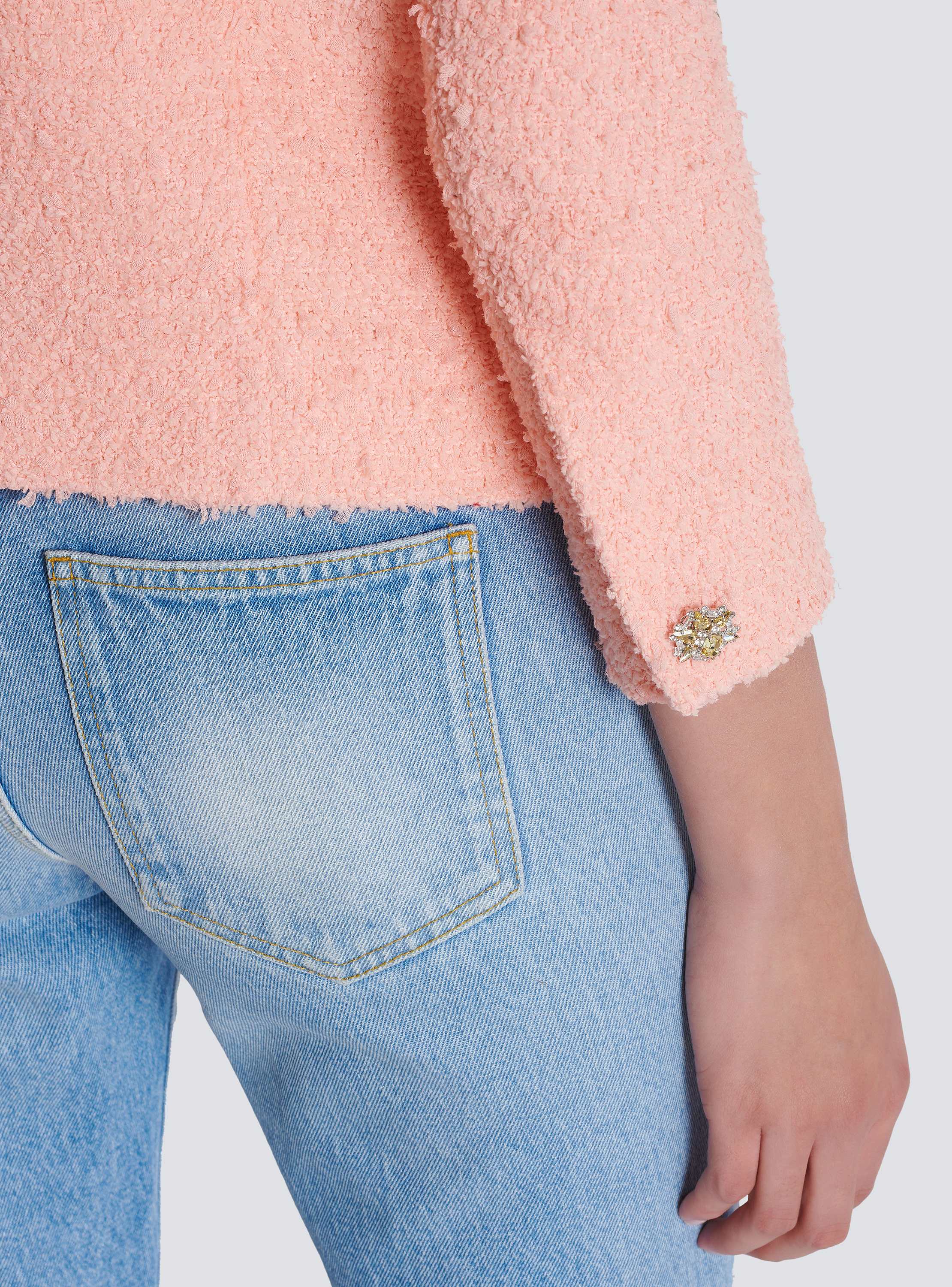 Collarless 4 Pckt Crystal Embrdrd Jacket