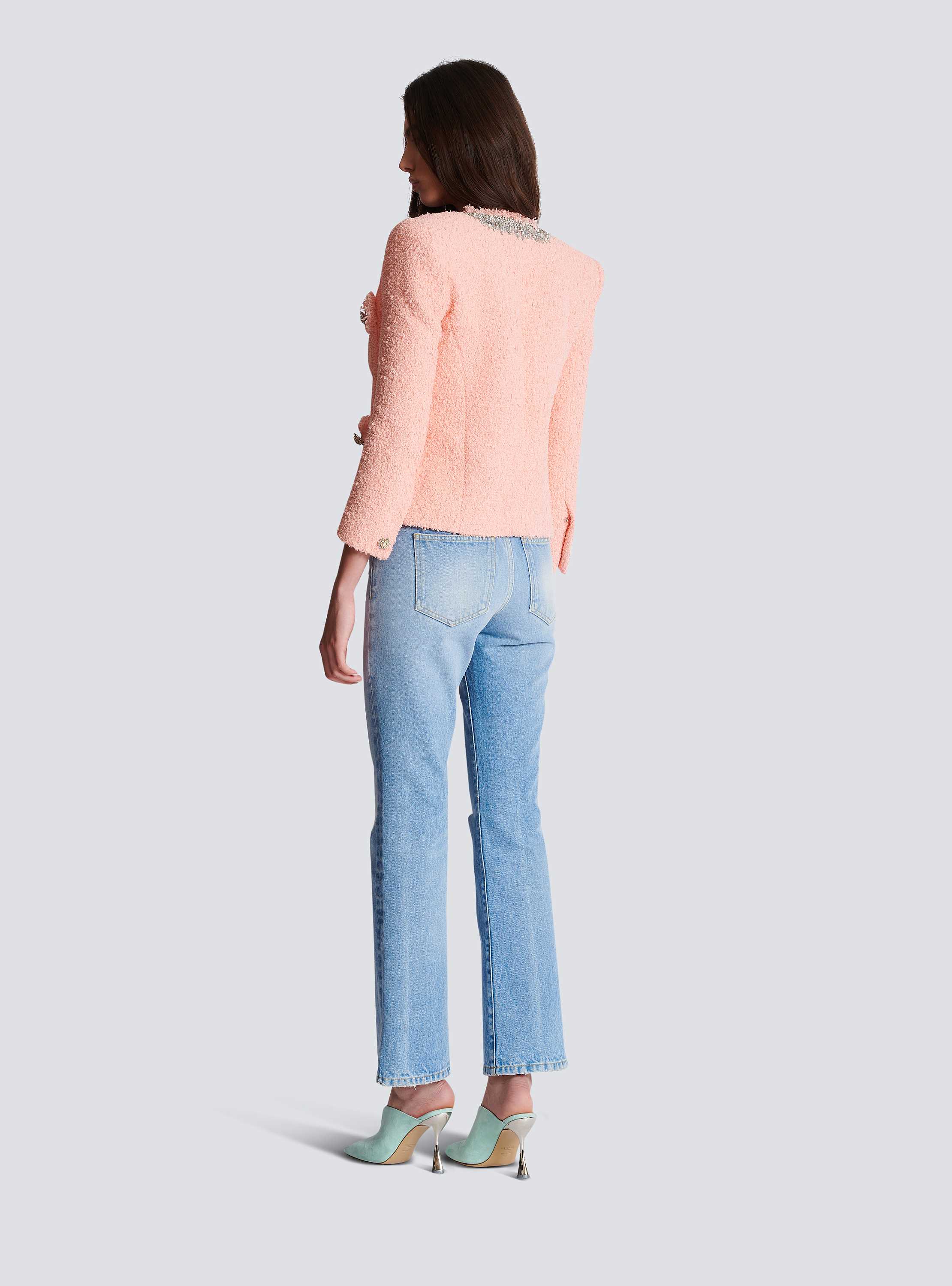 Collarless 4 Pckt Crystal Embrdrd Jacket