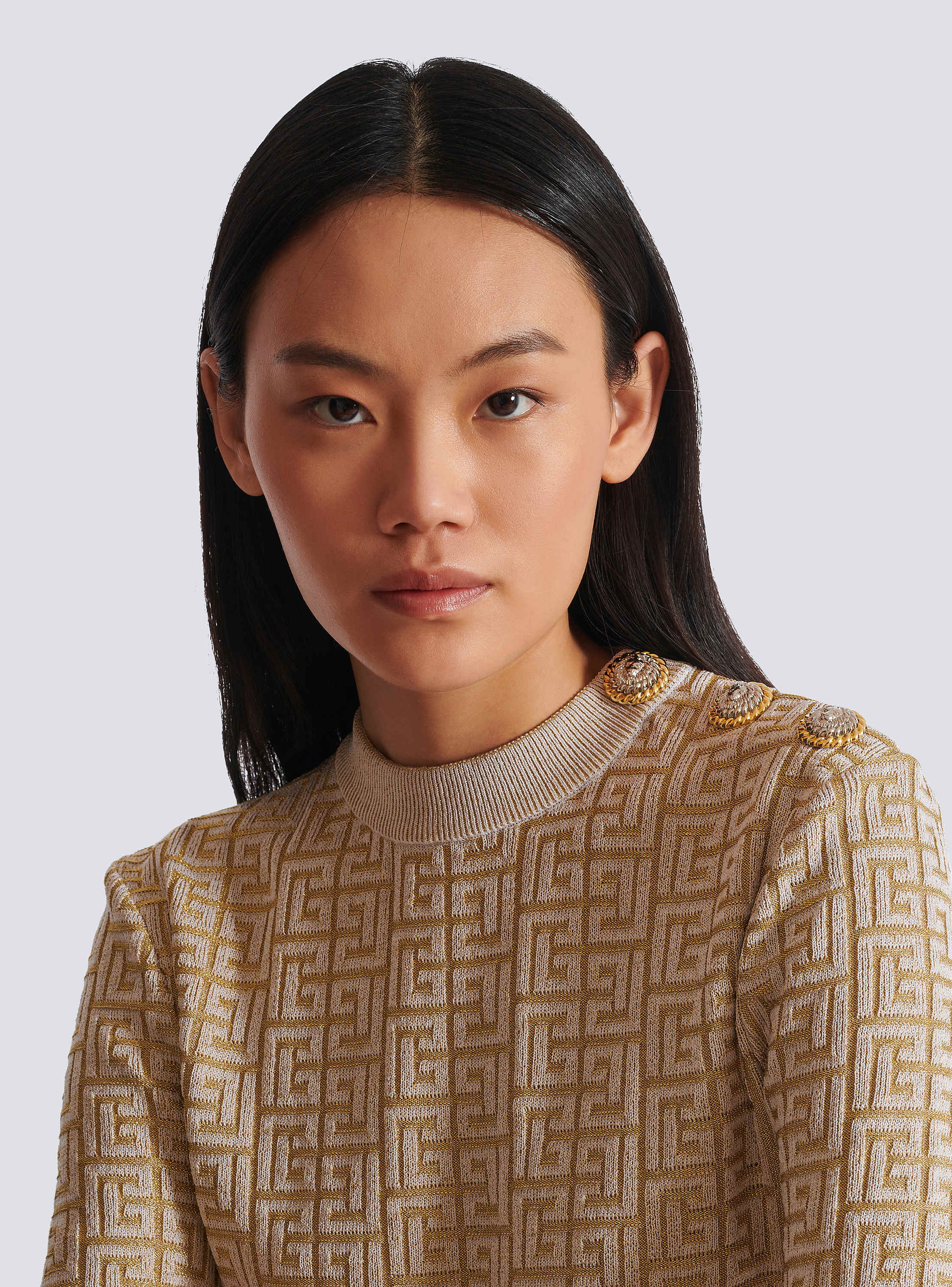 【当店一番人気】 beige top knit Labyrinth PB - BALMAIN | Women トップス