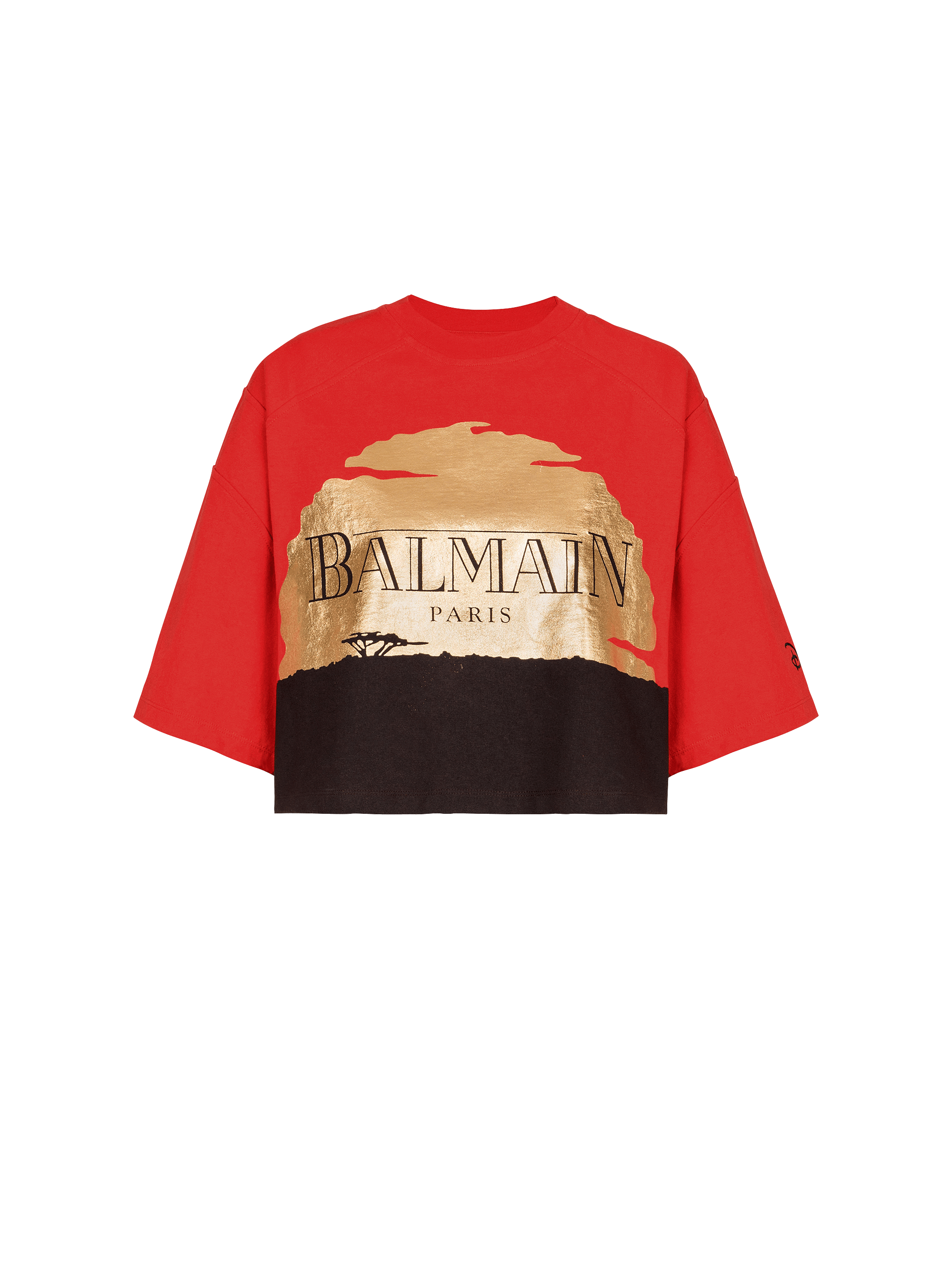 Disney x Balmain: The Lion King - Cropped T-shirt with Sunset print